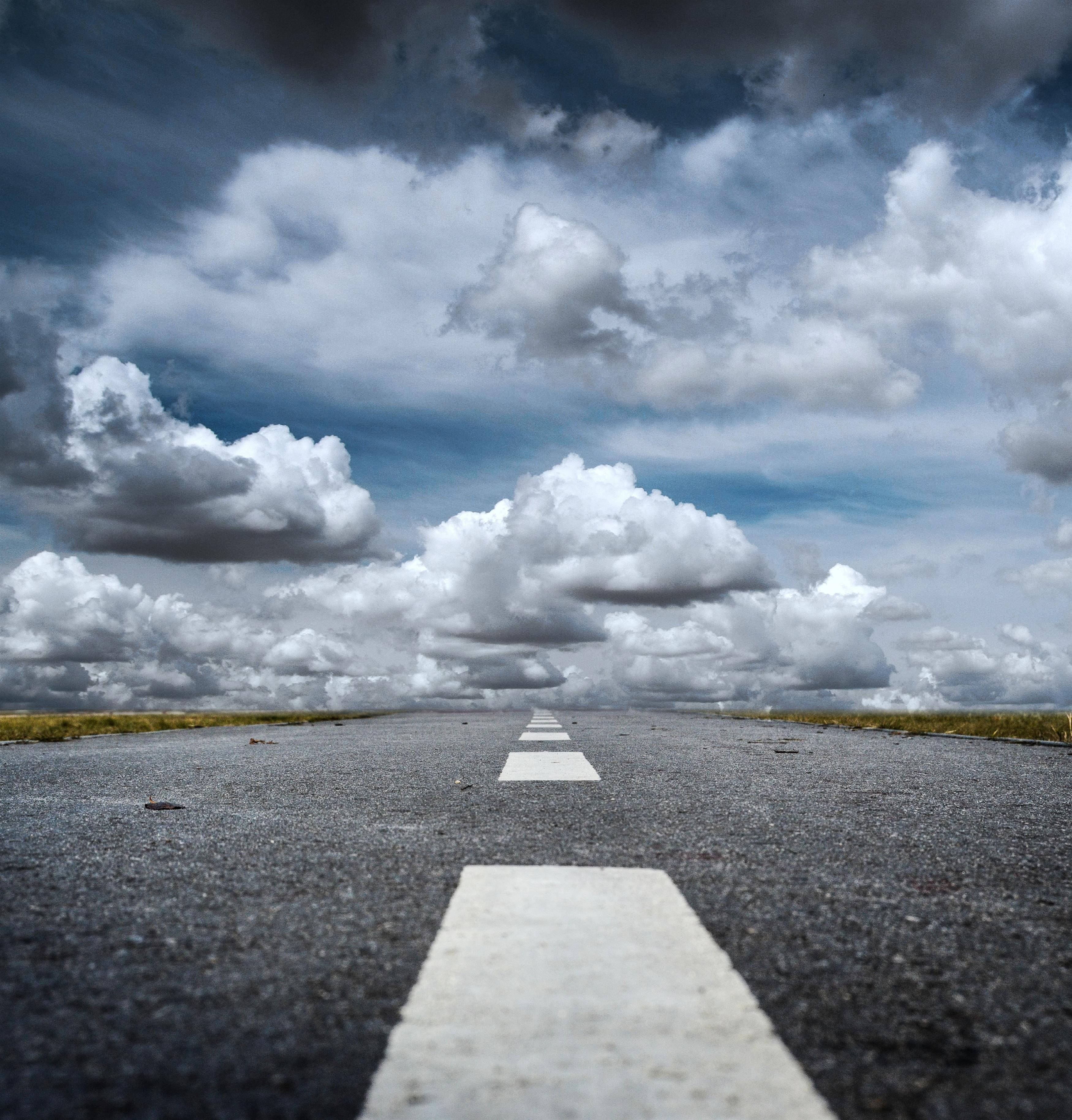 vintage aesthetic clouds, asphalt road, dramatic sky, 2K Phone Wallpaper
