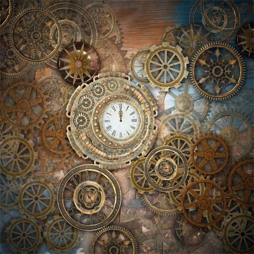 clock face, brass gears, steampunk, SD Desktop Wallpaper