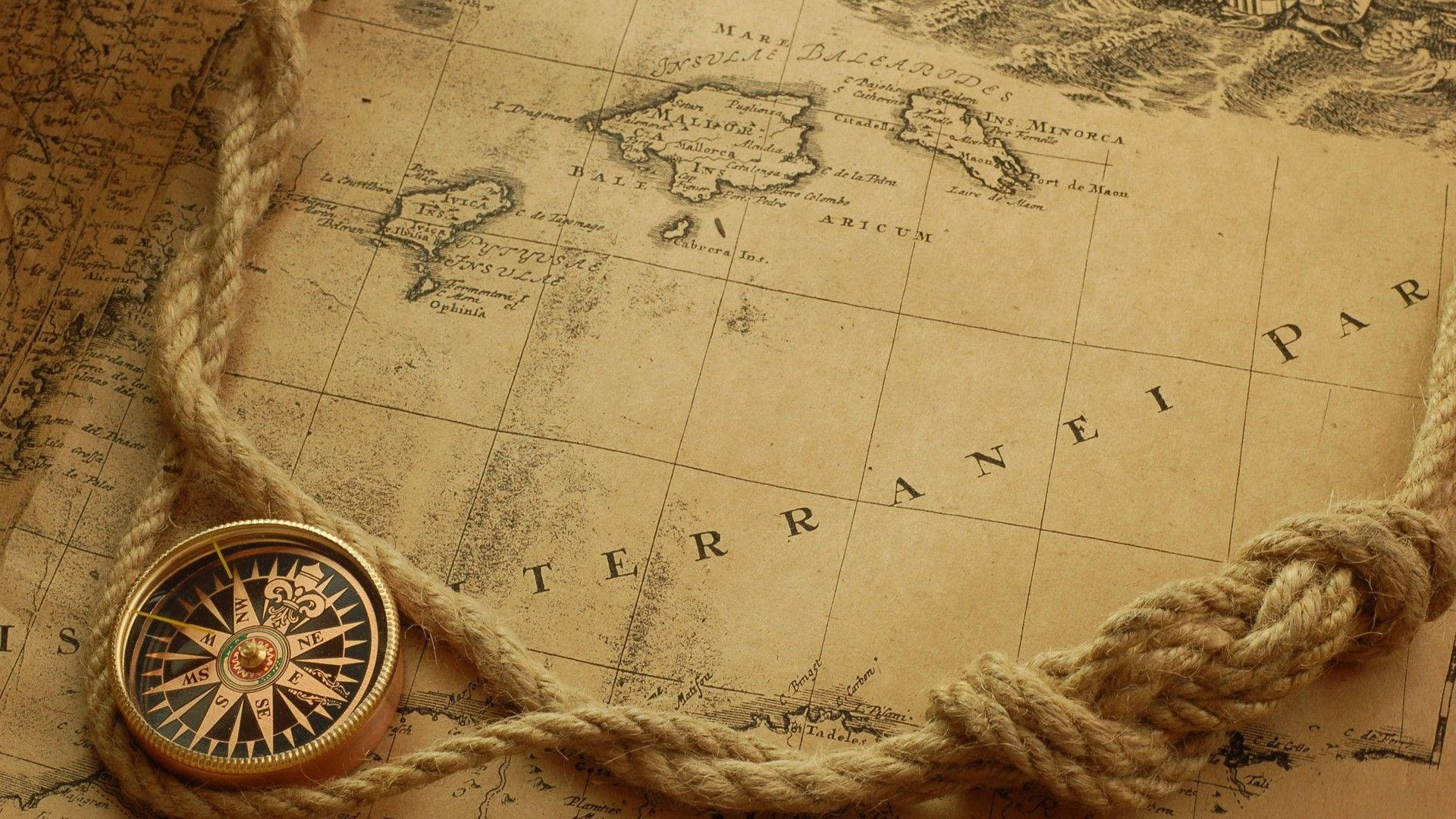 Wayfinding Tools, vintage aesthetic laptop, antique compass, Full HD Desktop Wallpaper