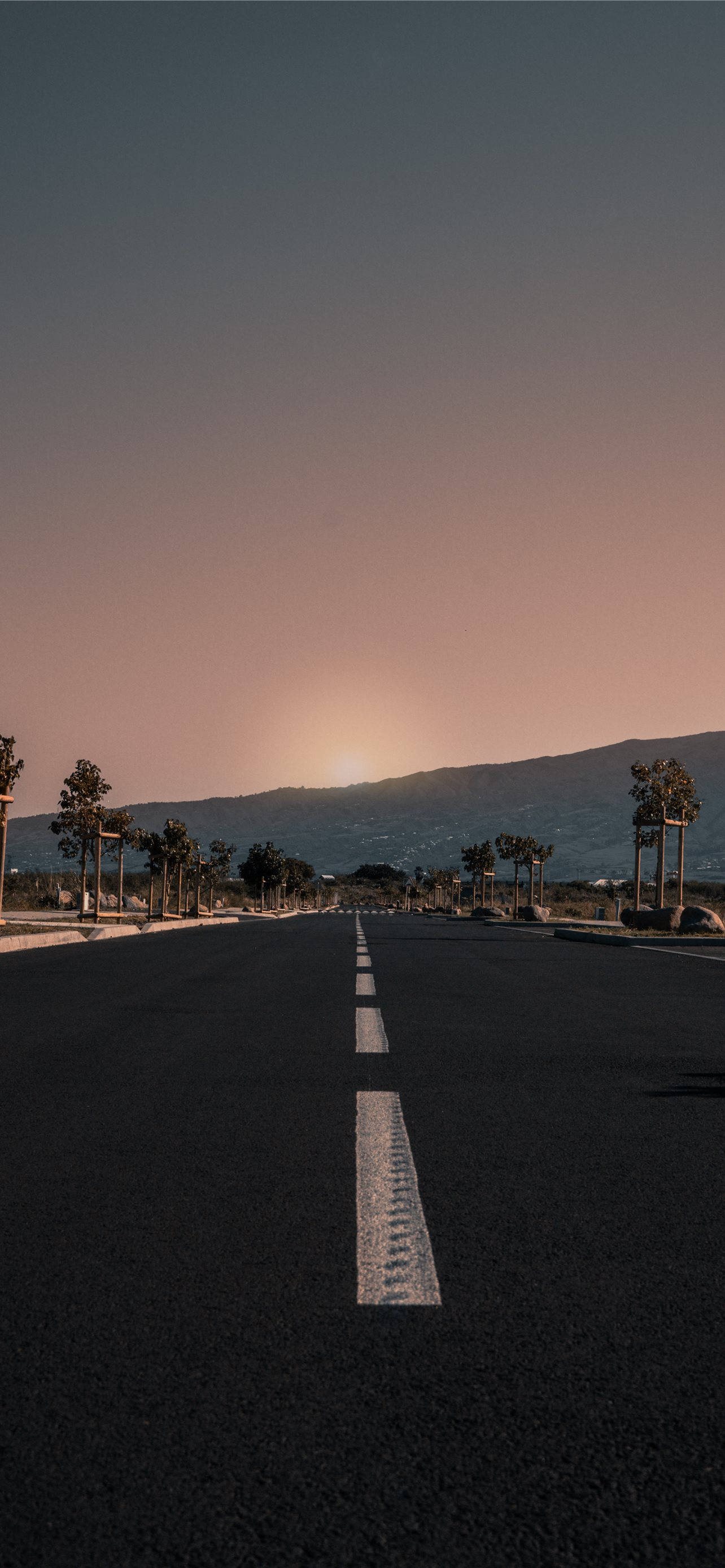 Vintage iPhone, long road, mountain, 2K Phone Wallpaper