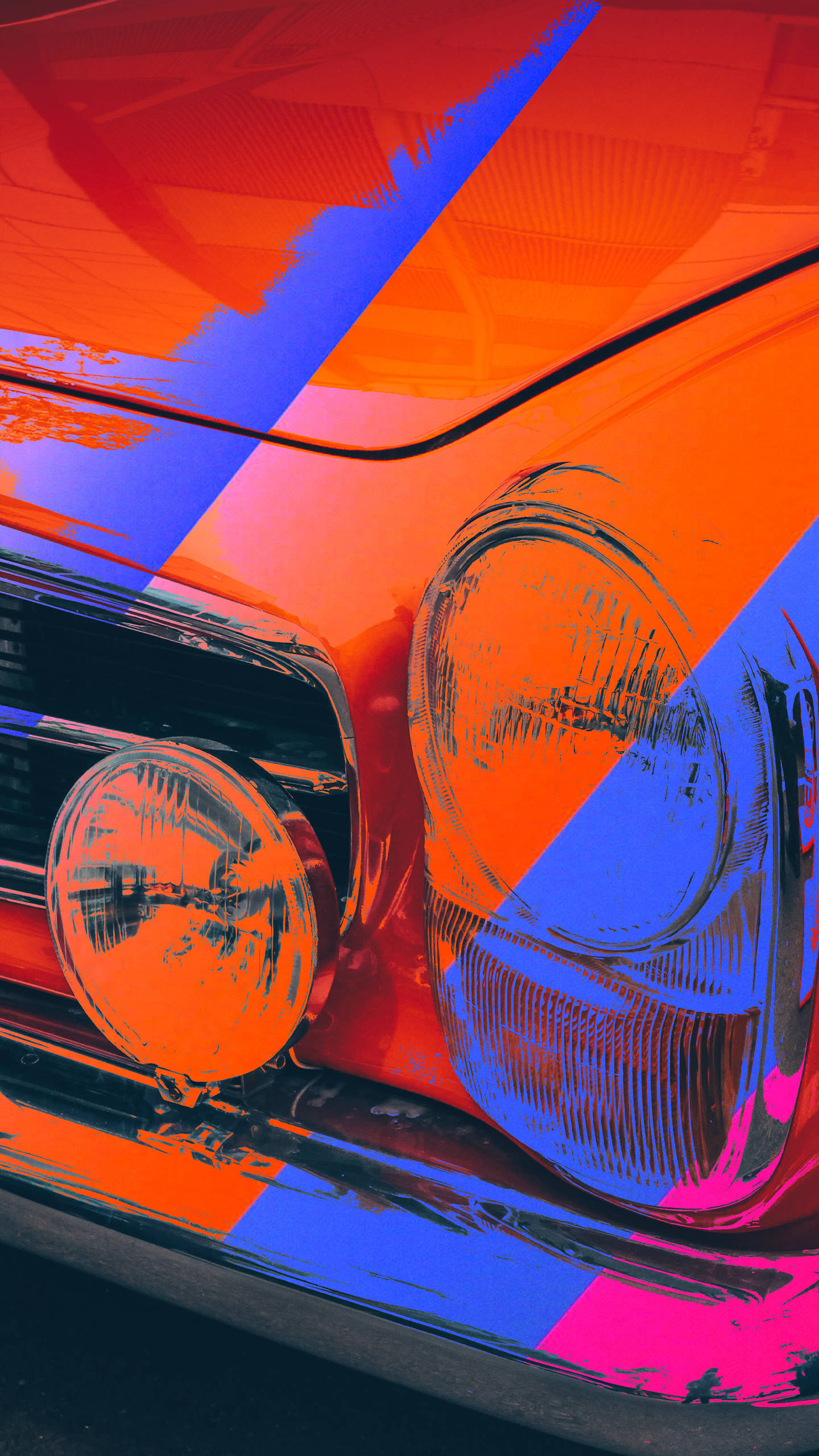 80s retro vintage car bumper, vintage car, orange, 2K Phone Wallpaper