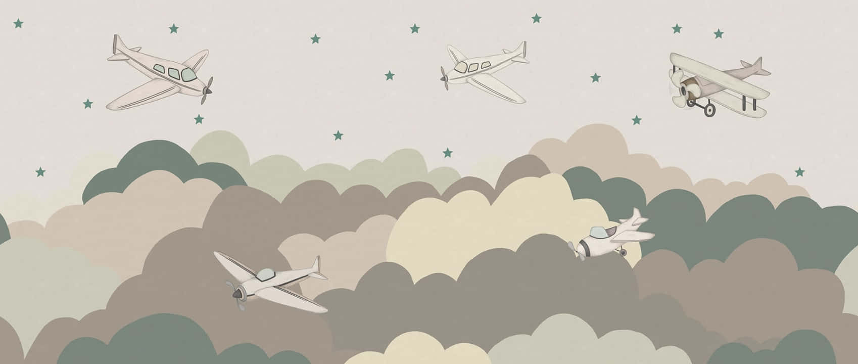 Vintage Airplanes, cloudy sky, soft pastel clouds, HD Desktop Wallpaper