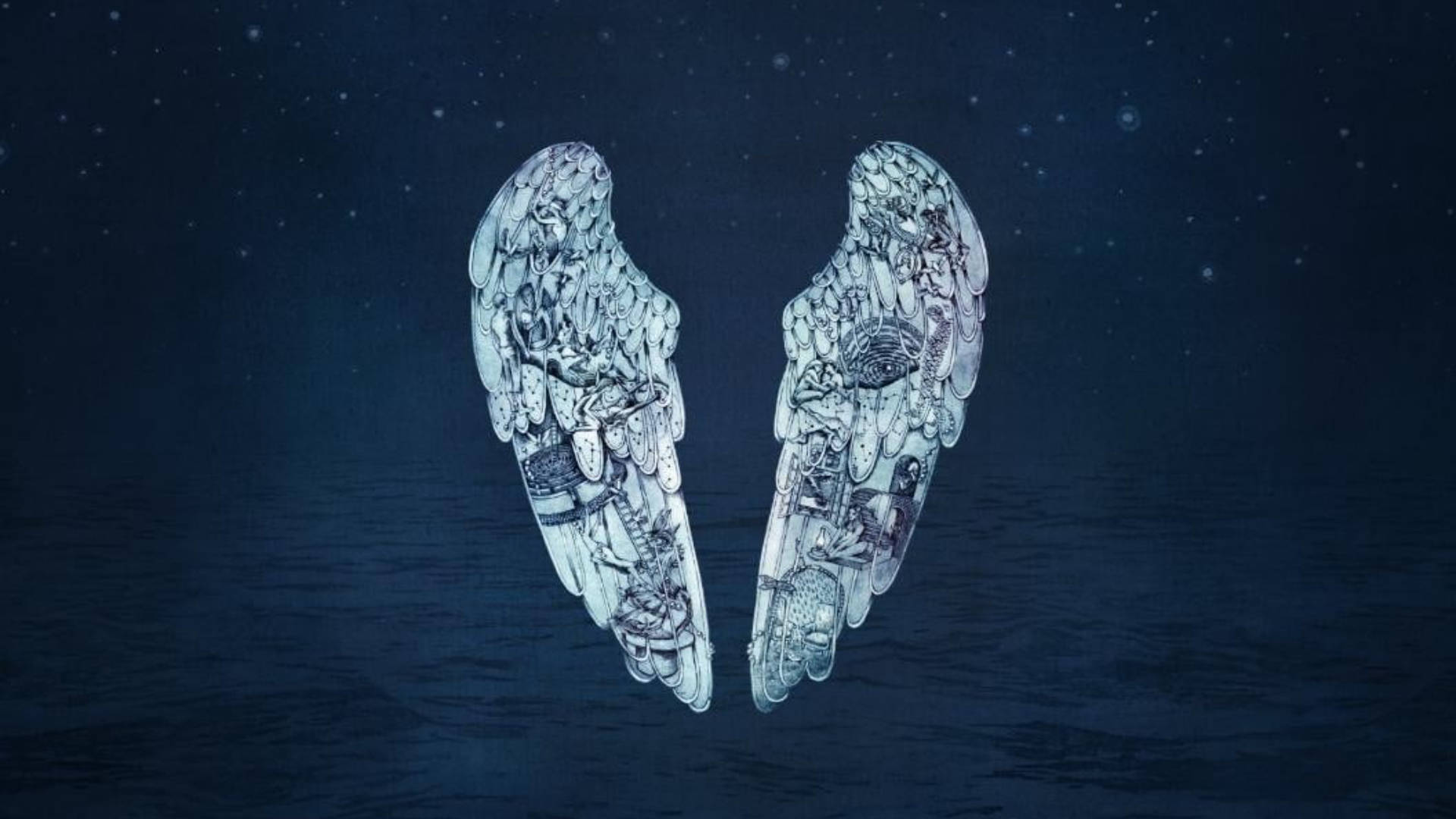 Medieval Angel Wings, mechanical wings, dark water, Full HD Desktop Wallpaper