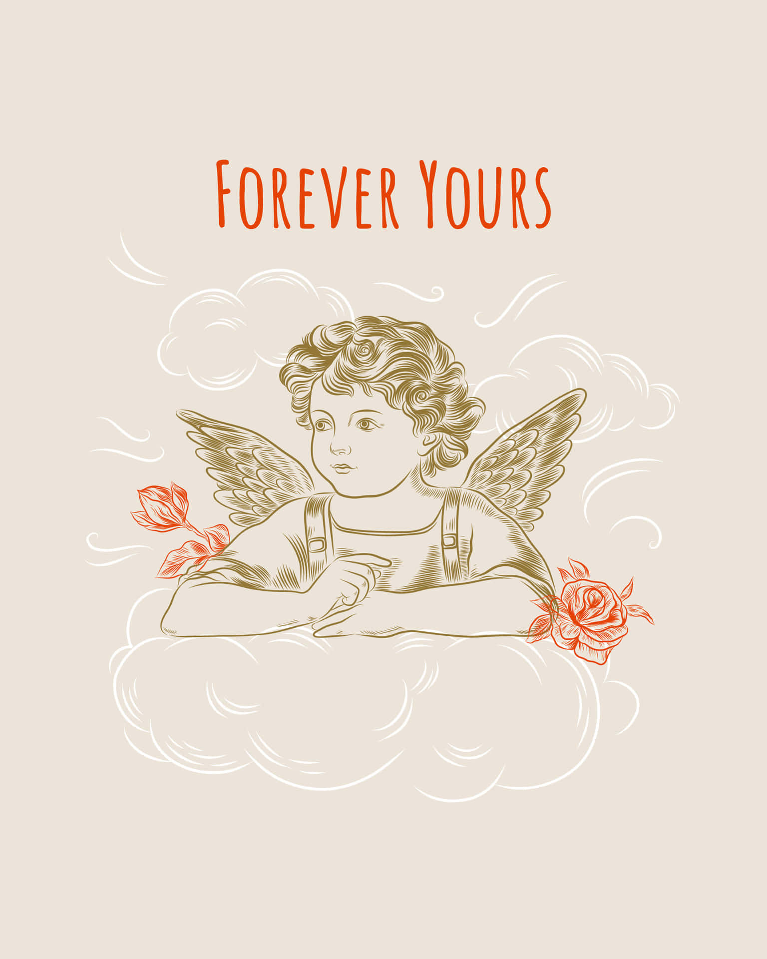 Vintage Angel, cherub, cloud, Full HD Phone Wallpaper