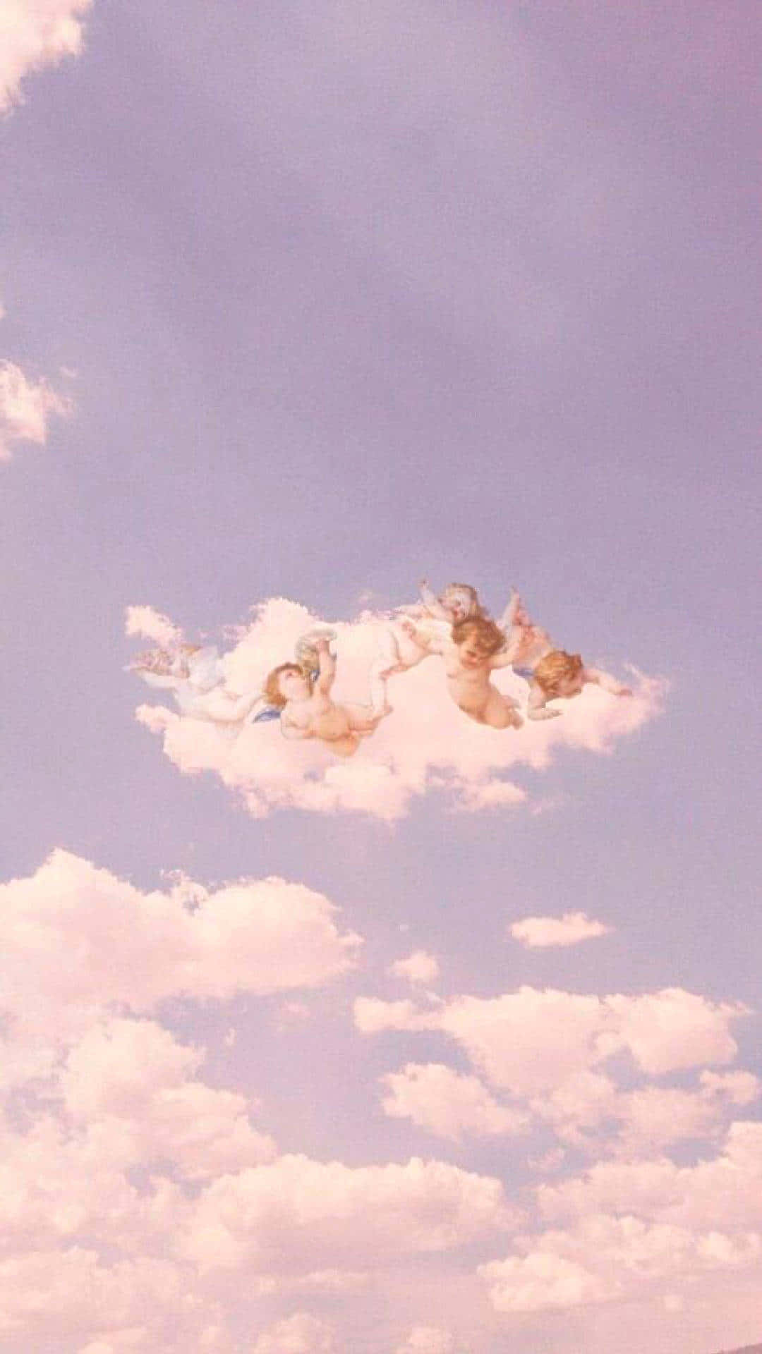 Vintage Angel Clouds Aesthetic, cherubic figures, wings, Full HD Phone Wallpaper