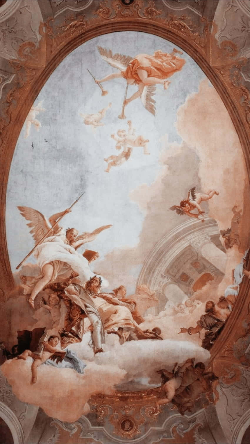 Baroque fresco, mythological figures, angels, HD Phone Wallpaper