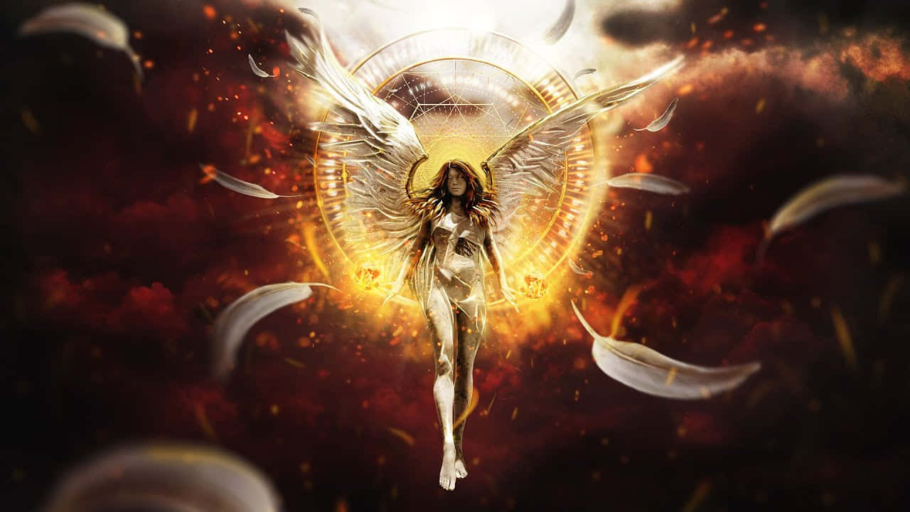 Angel Demon Duality Artwork, radiant angel, glowing wings, HD Desktop Wallpaper
