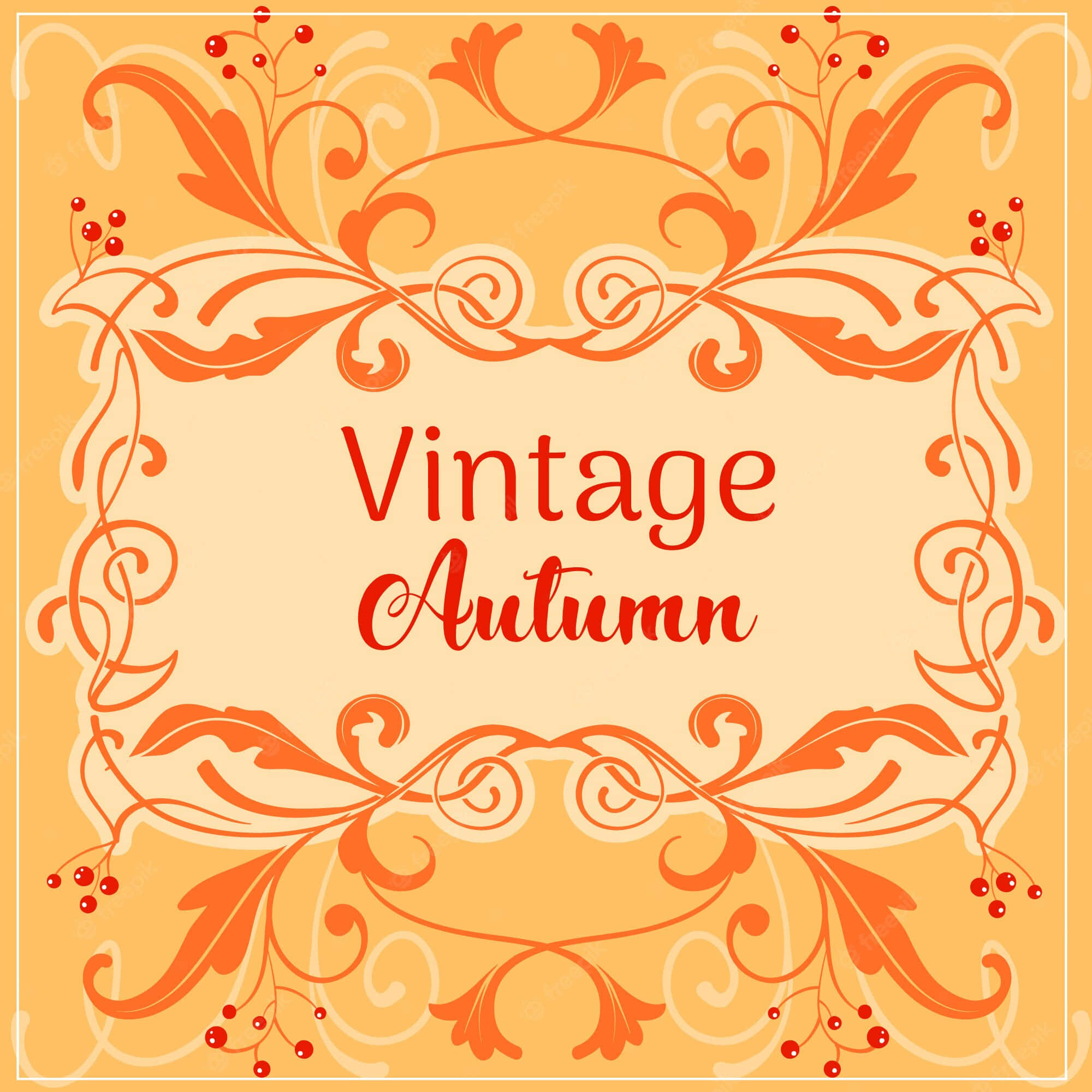 Vintage Autumn, orange foliage, red berries, Full HD Desktop Wallpaper