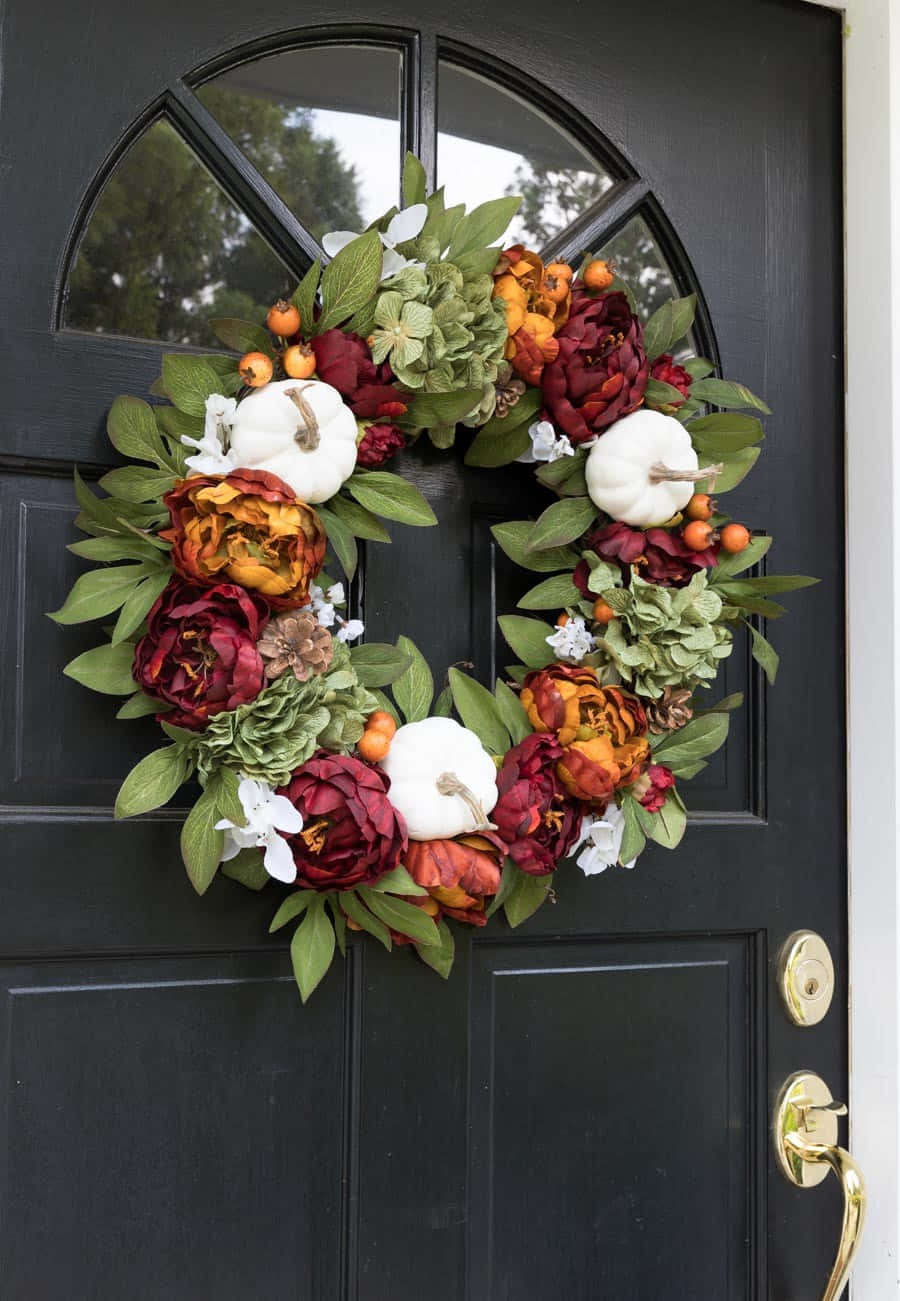 fall wreath, colorful autumn leaves, berries, HD Phone Wallpaper