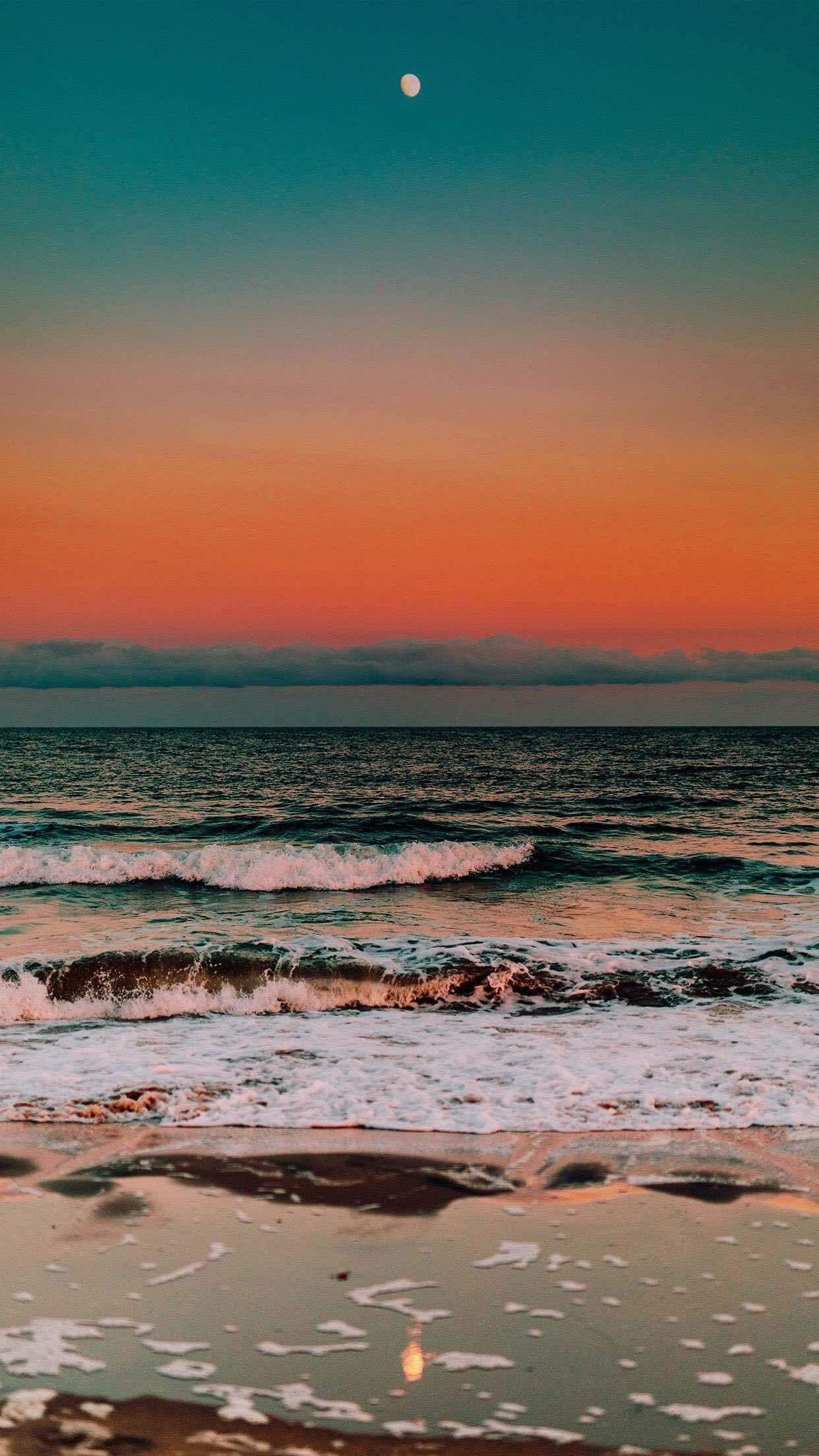 Vintage Beach Aesthetic, twilight, teal orange, Full HD Phone Wallpaper