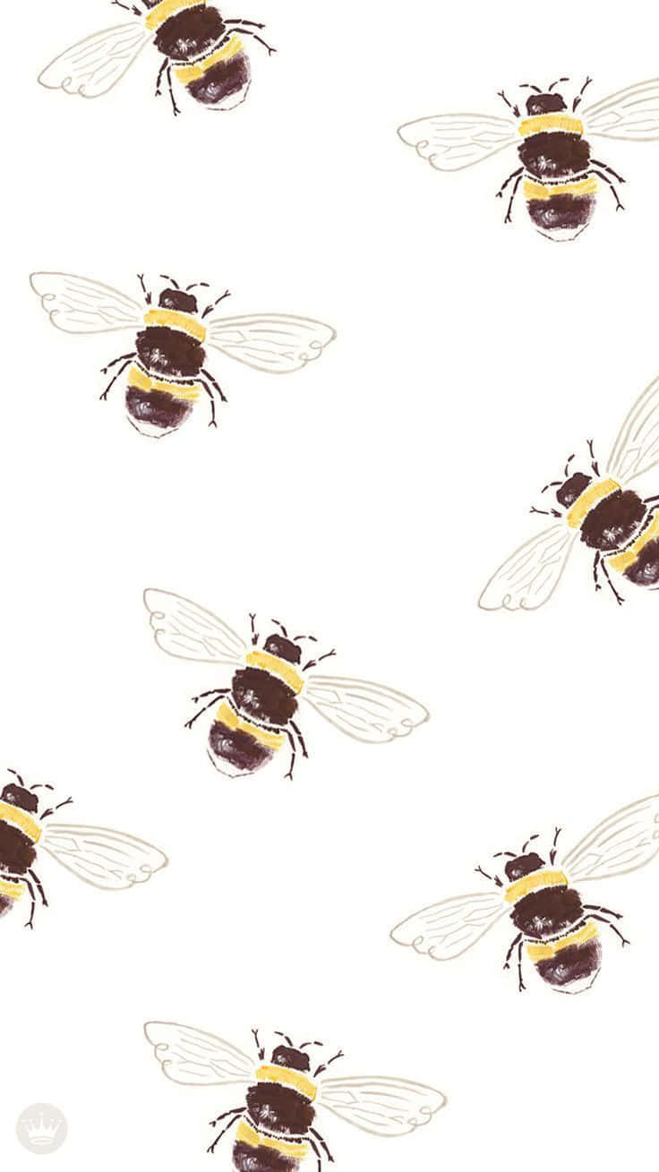 Vintage Bee, stylized bees, black and yellow stripes, HD Phone Wallpaper