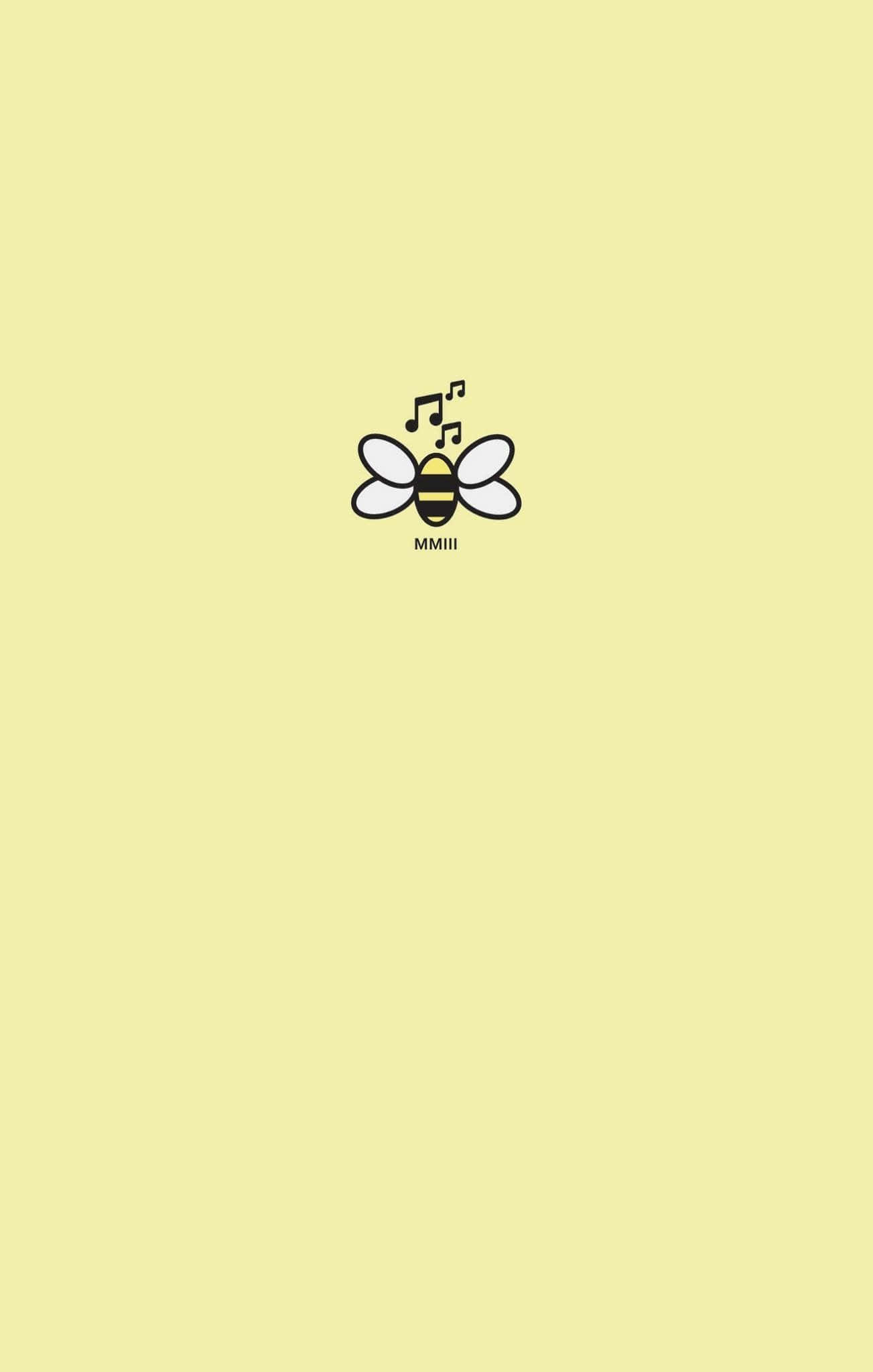 Aesthetic Bee, black and white bee icon, musical notes, Full HD Phone Wallpaper