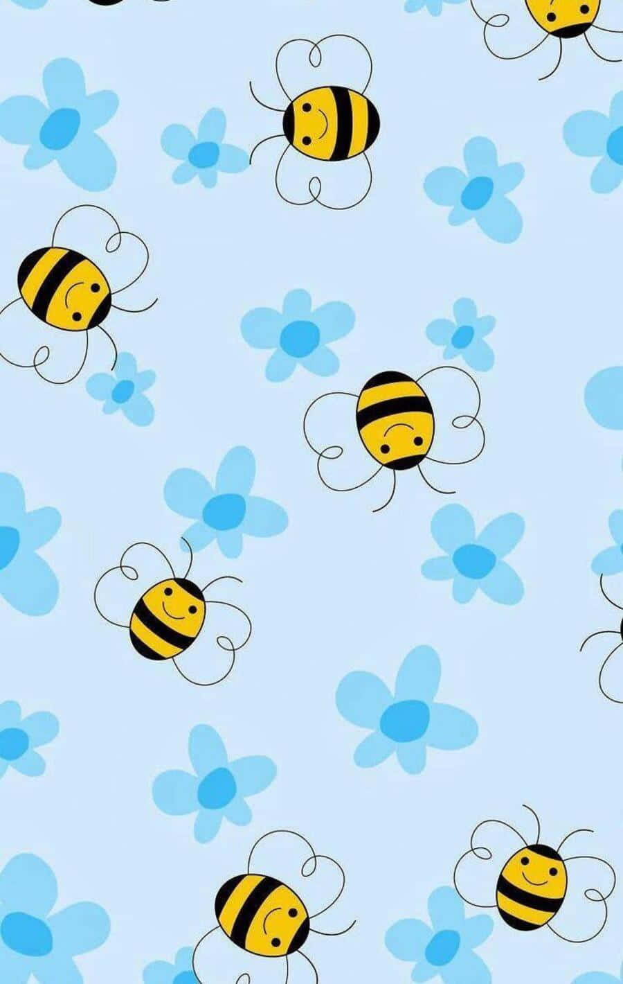 Aesthetic Bee, cartoon bees, smiling faces, HD Phone Wallpaper