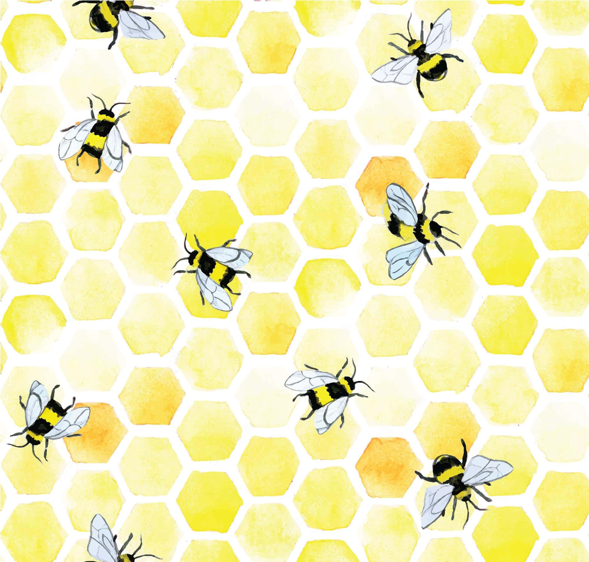 Vintage Bee Aesthetic, watercolor illustration, bees, Full HD Desktop Wallpaper