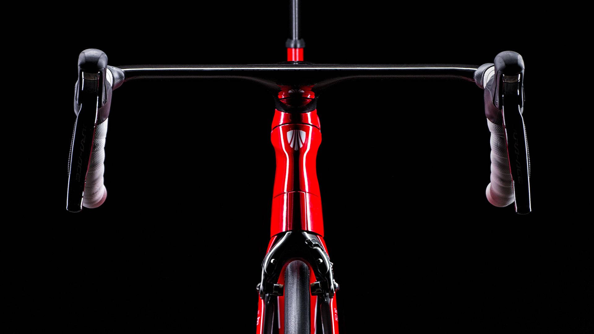 red road bike, black handlebars, white grips, Full HD Desktop Wallpaper
