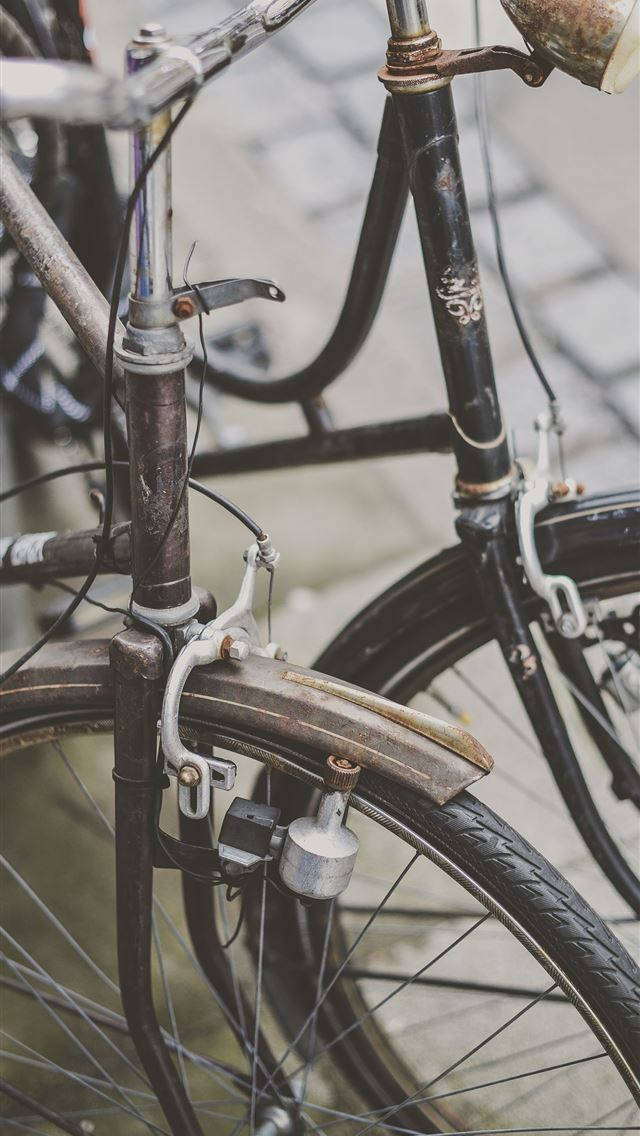 vintage bicycle, front wheel, handlebars, SD Phone Wallpaper