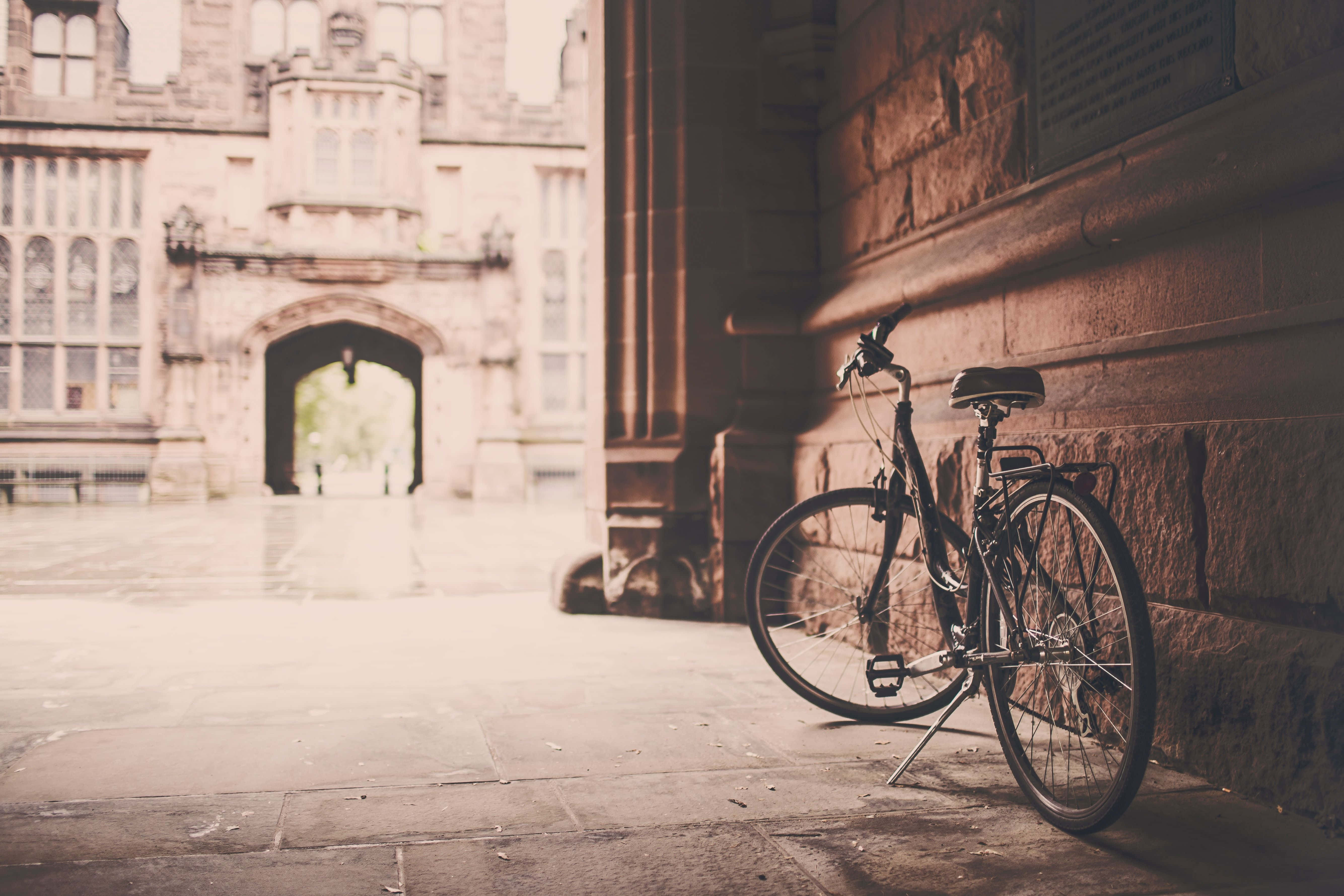classic elegance, vintage bicycle, stone wall, 5K Desktop Wallpaper