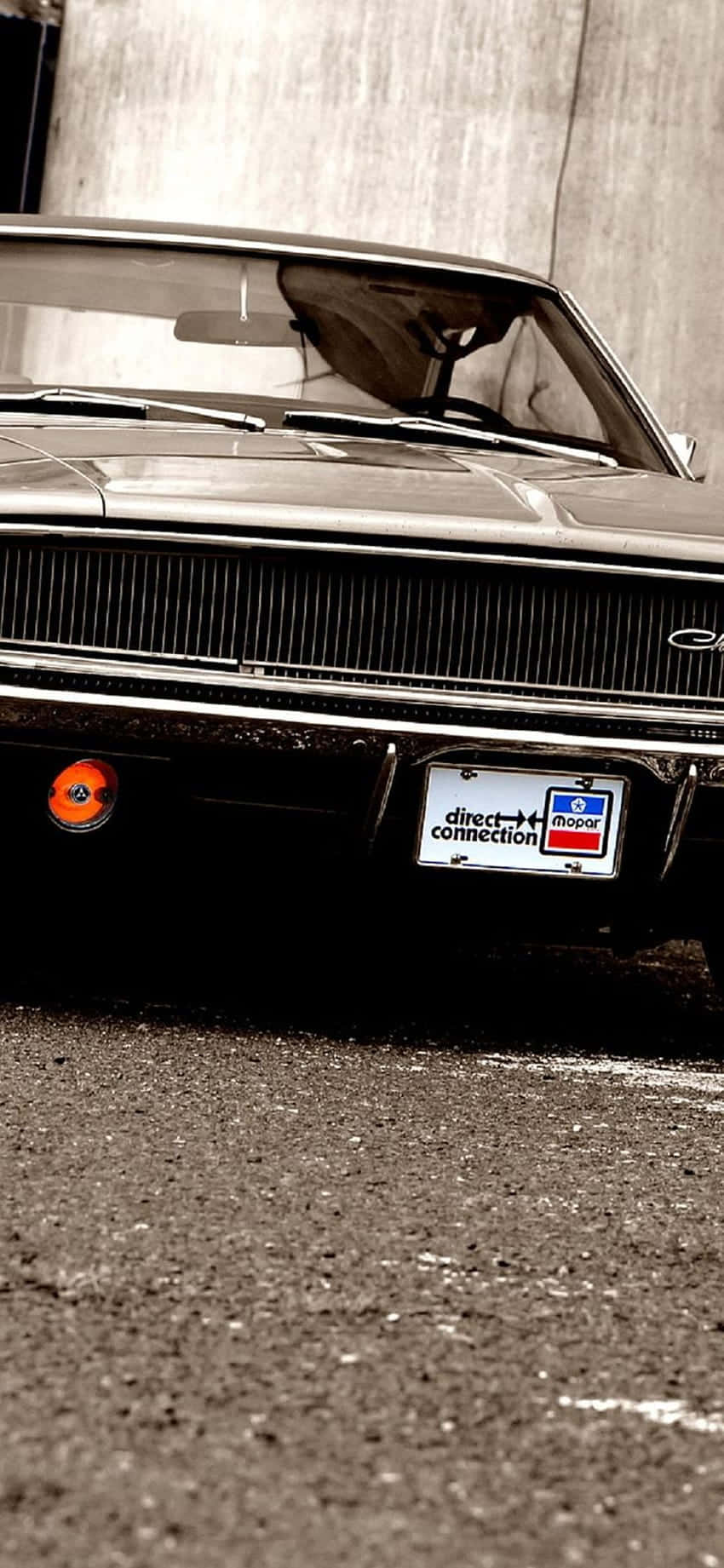 vintage muscle car, front grille, license plate, HD Phone Wallpaper