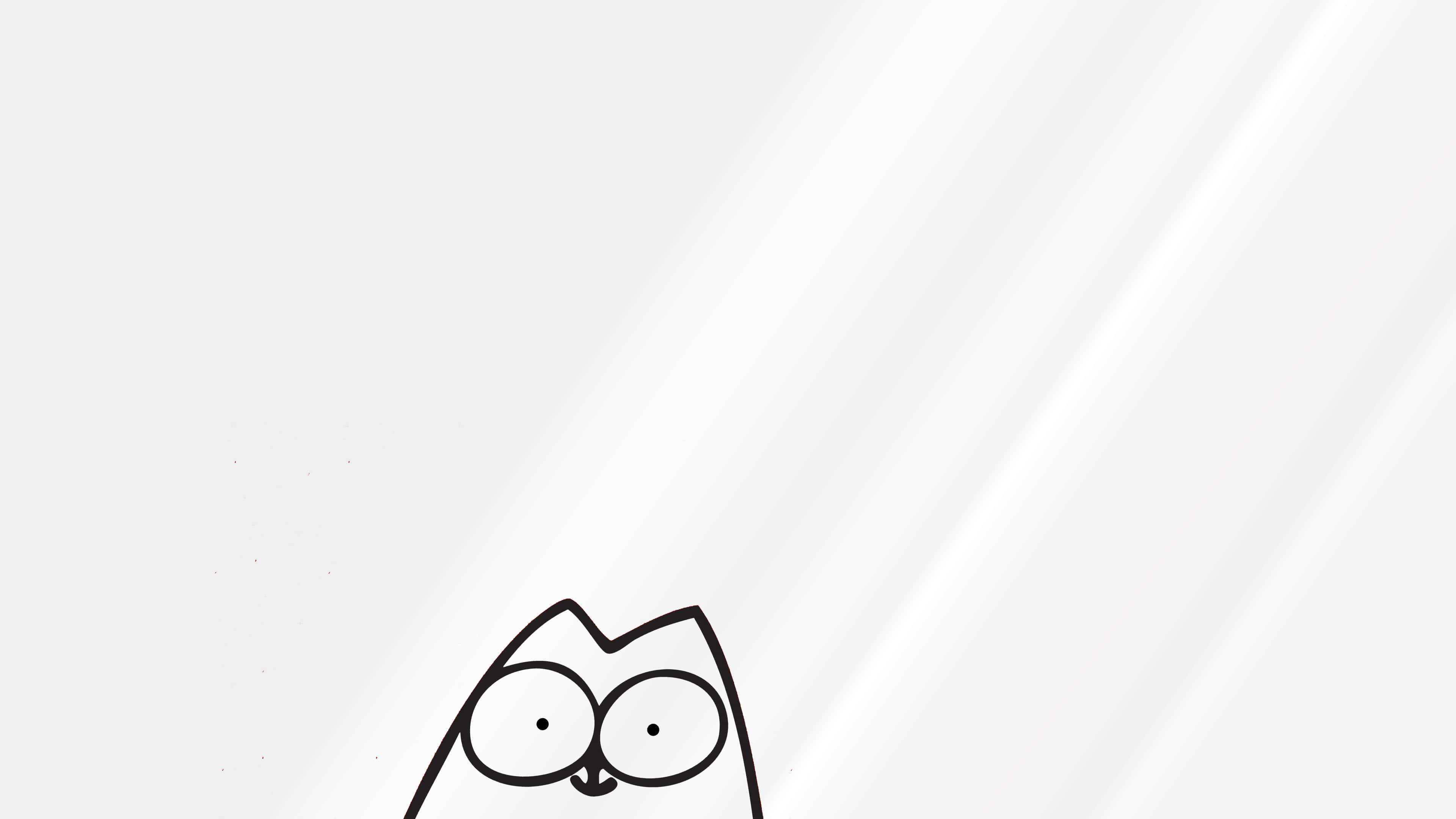 black line drawing, cartoon cat, white background, 4K Desktop Wallpaper