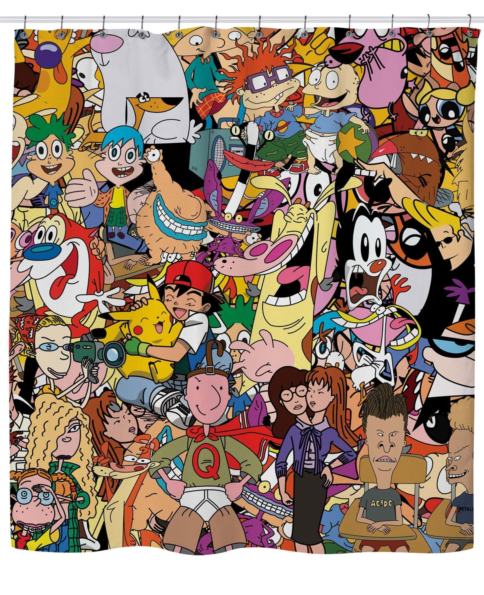 vintage cartoon aesthetic, Whimsical Vintage Cartoon Scenery, iconic cartoon characters, Full HD Phone Wallpaper