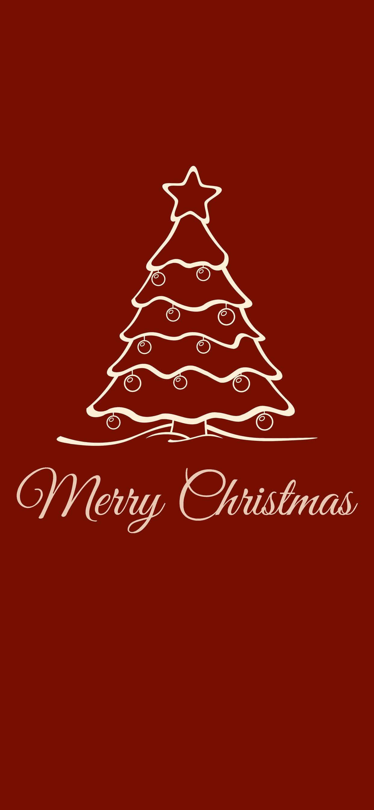 Red iPhone, Christmas tree, ornaments, 2K Phone Wallpaper