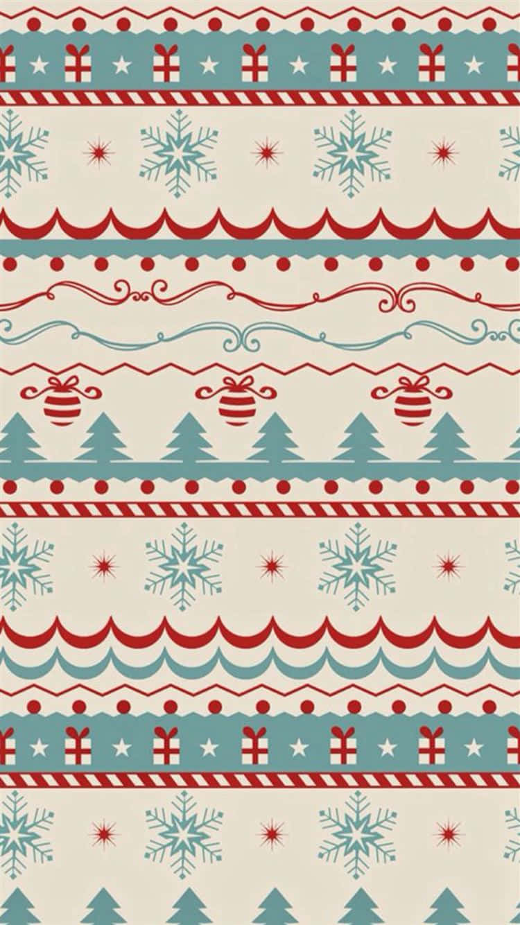 Vintage Christmas, red teal and cream stripes, snowflakes, HD Phone Wallpaper