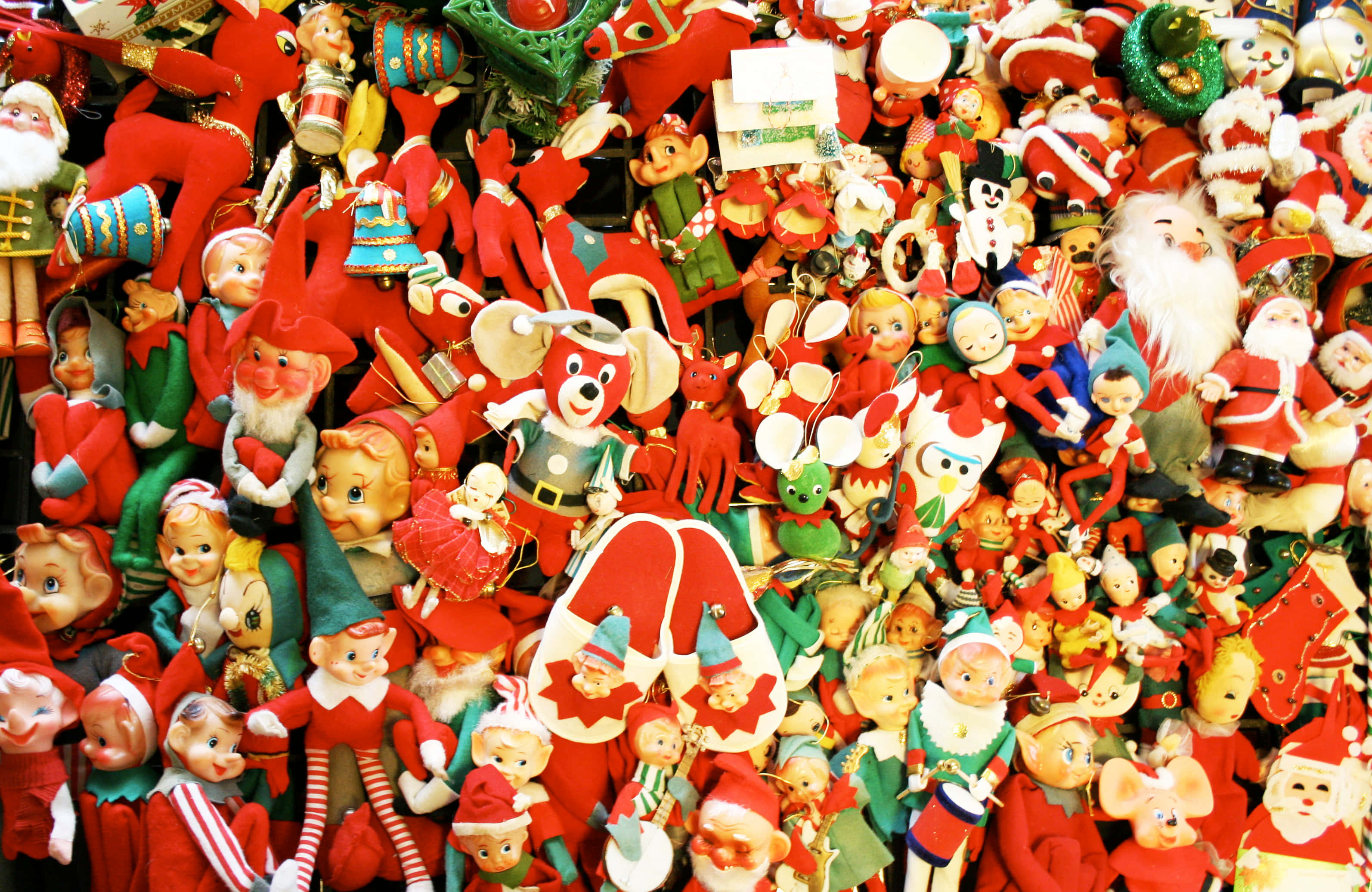 Vintage Christmas, red, green, 2K Desktop Wallpaper