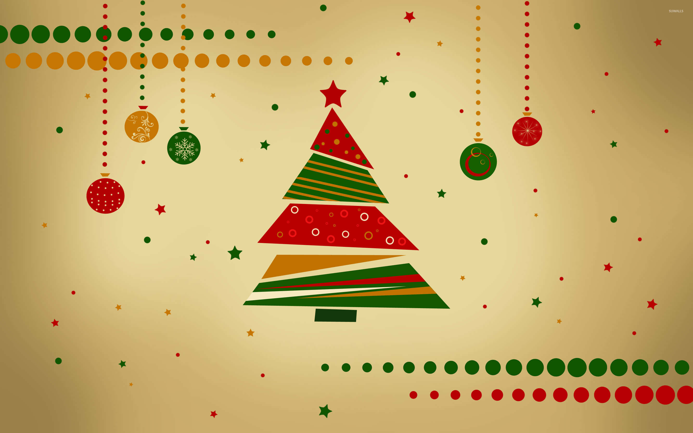 Christmas tree, red, green, 2K Desktop Wallpaper