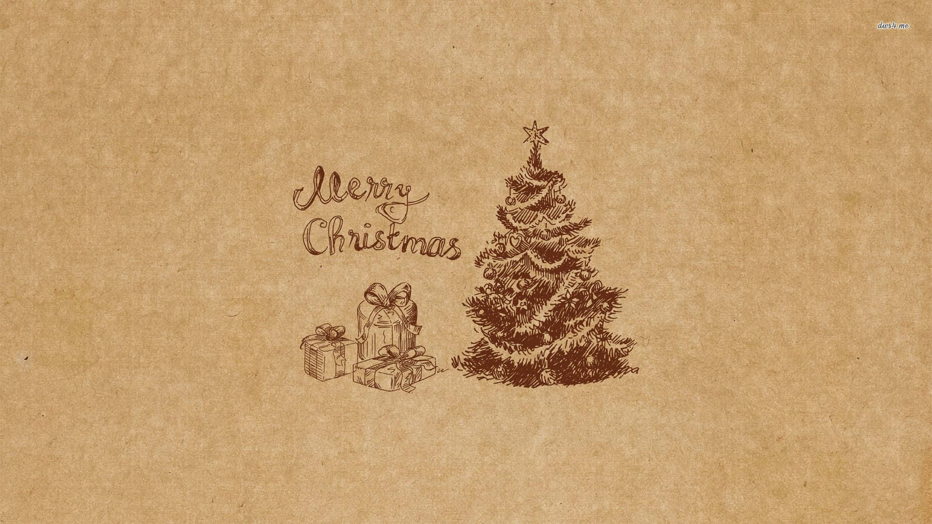 Vintage Christmas, Christmas tree, gifts, Full HD Desktop Wallpaper