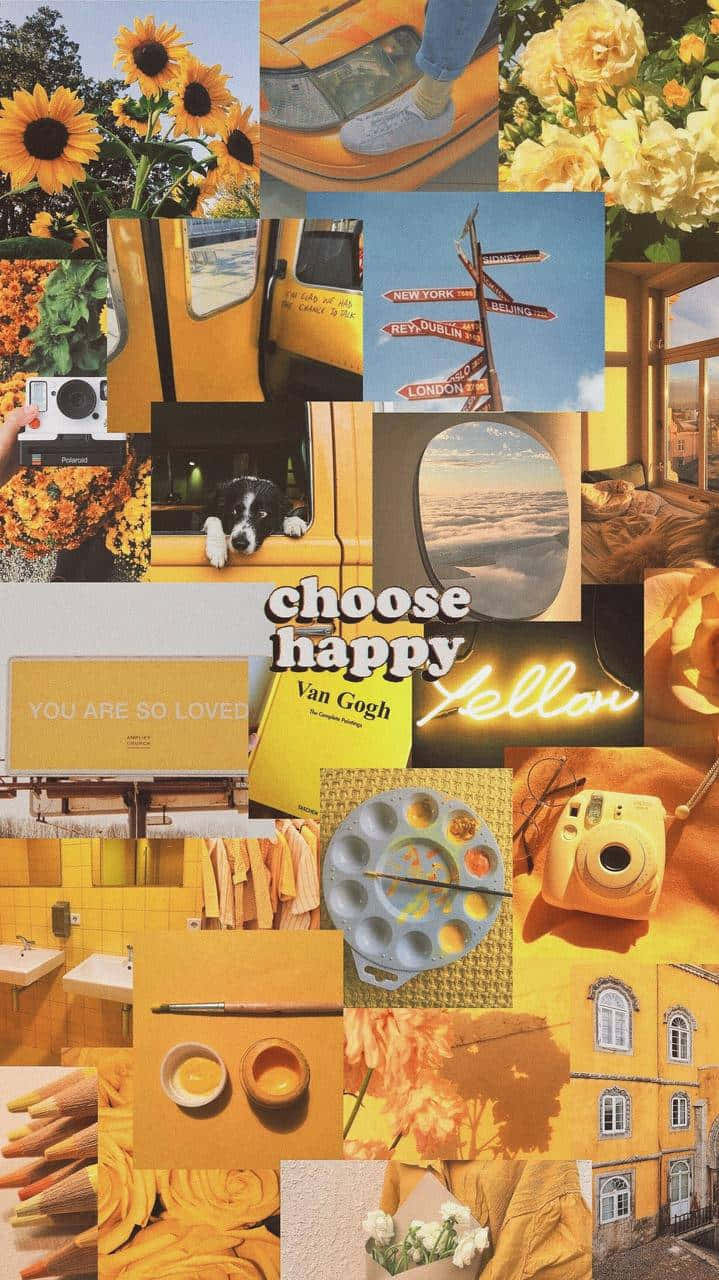 vintage collage, yellow-themed, sunflowers, HD Phone Wallpaper