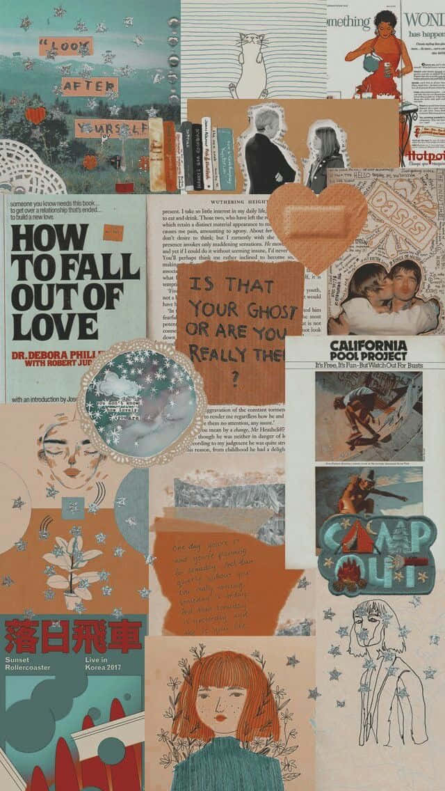 vintage collage, vintage book pages, magazine clippings, SD Phone Wallpaper