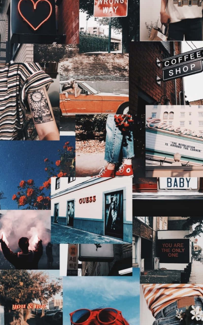 vintage collage, urban street scenes, tattoos, HD Phone Wallpaper