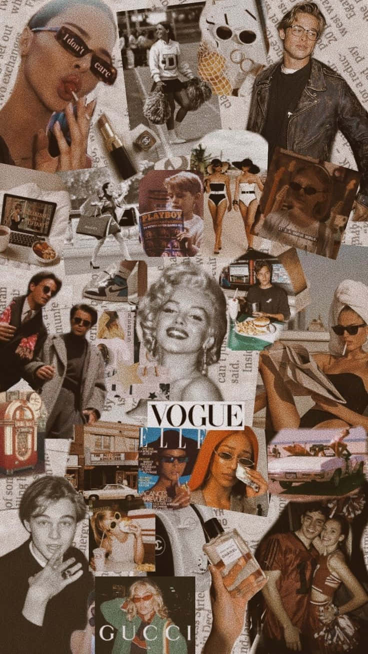 vintage collage, celebrity photos, fashion magazines, HD Phone Wallpaper