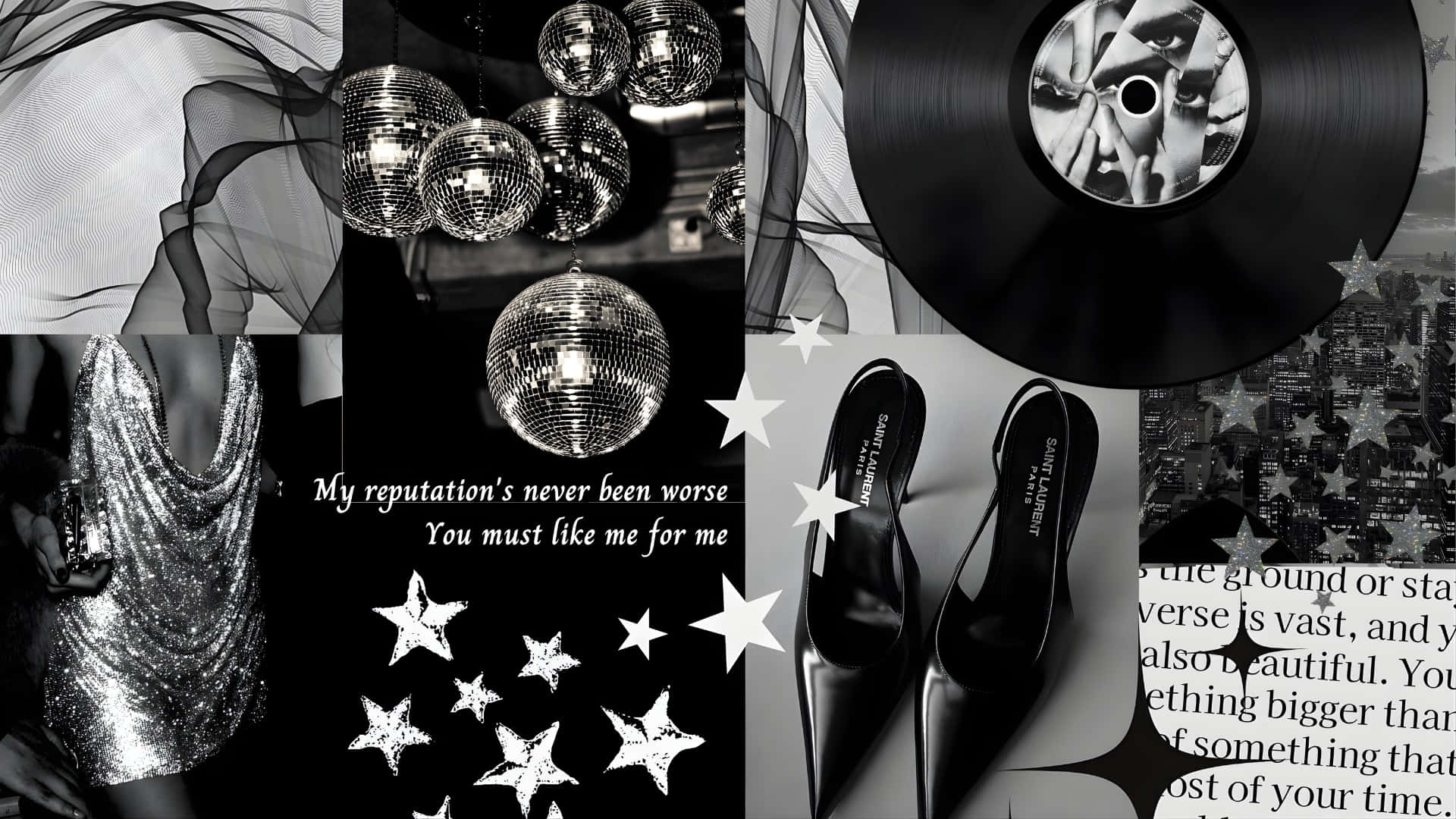 disco balls, glamorous dresses, high heels, Full HD Desktop Wallpaper