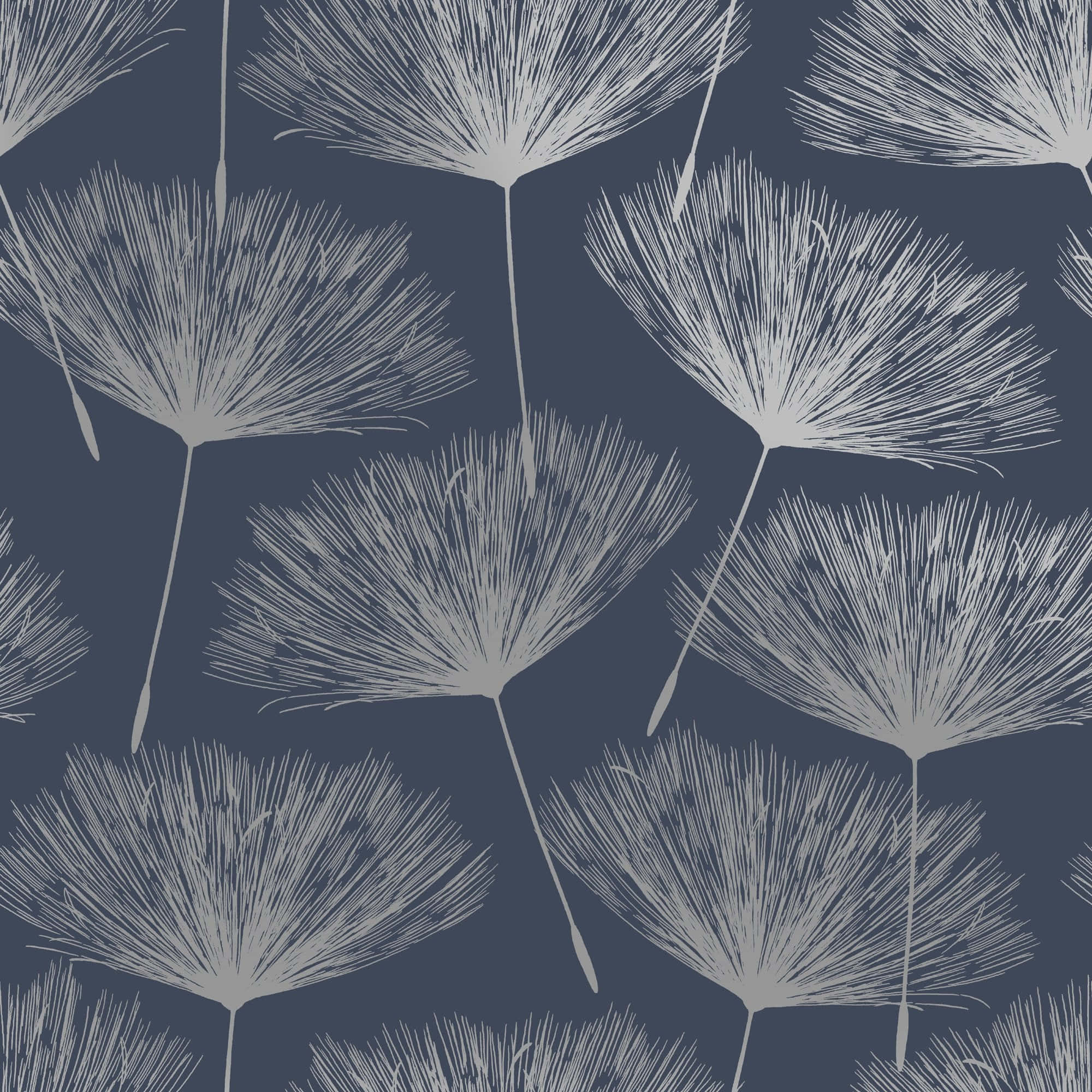 deep navy blue, white dandelion fluff, fine line detailing, Full HD Desktop Wallpaper