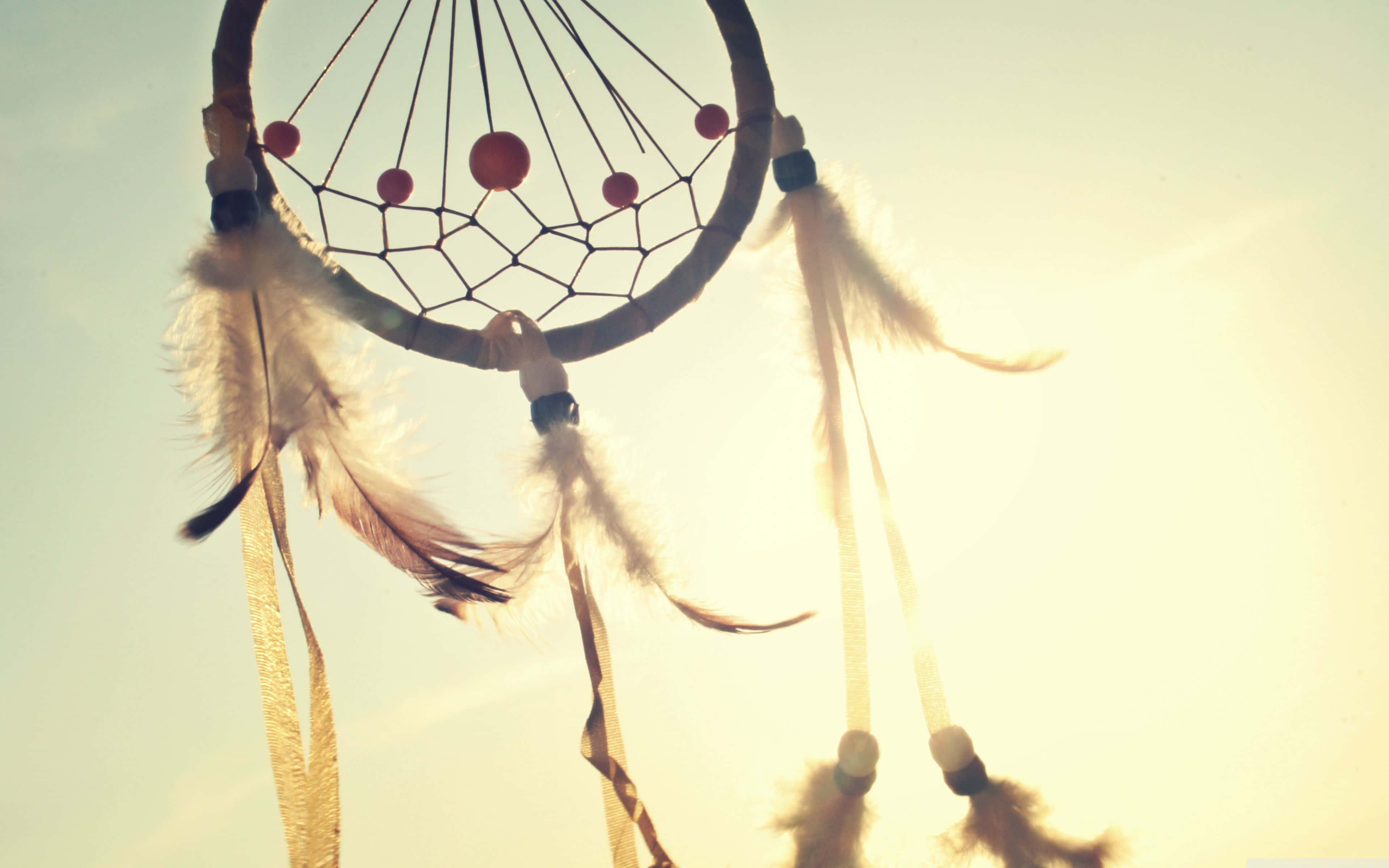 Vintage Desktop, dreamcatcher, white feathers, 4K Desktop Wallpaper