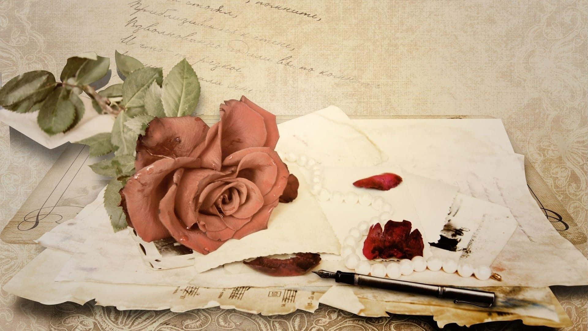 vintage desktop, rose gold, dried rose, Full HD Desktop Wallpaper