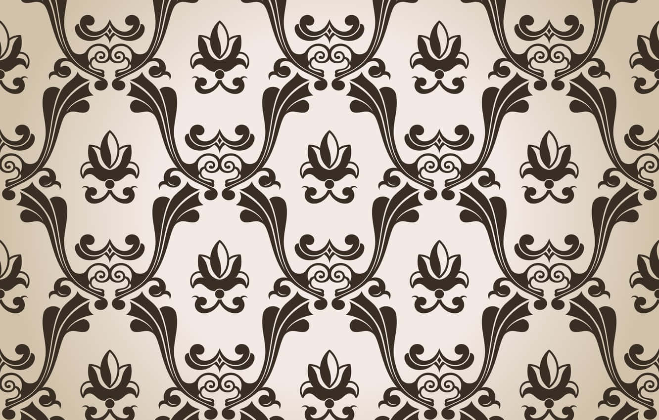 black, beige, damask, HD Desktop Wallpaper
