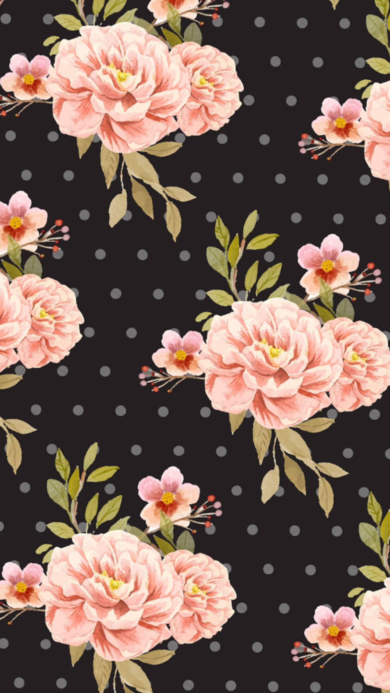 vintage floral, pink peonies, green leaves, Full HD Phone Wallpaper