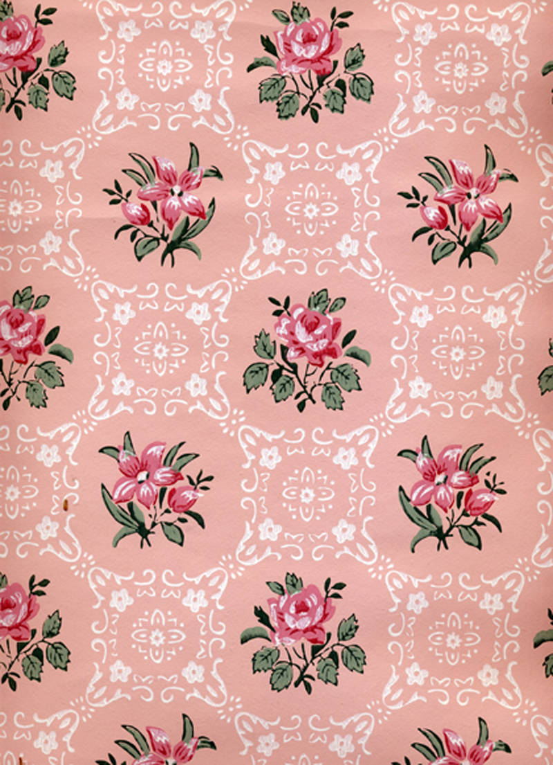 Vintage Floral iPhone, pink wallpaper, repeating floral motifs, SD Phone Wallpaper