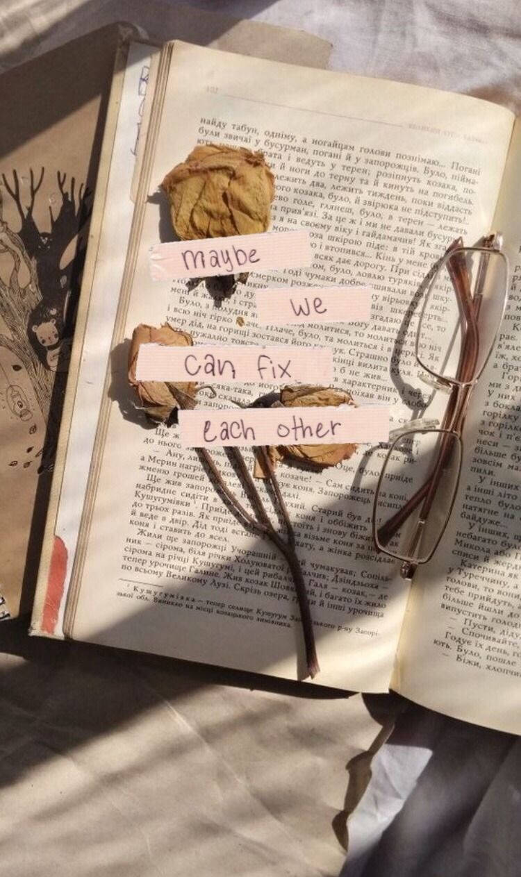 Vintage iPhone, dried flowers, open book, SD Phone Wallpaper