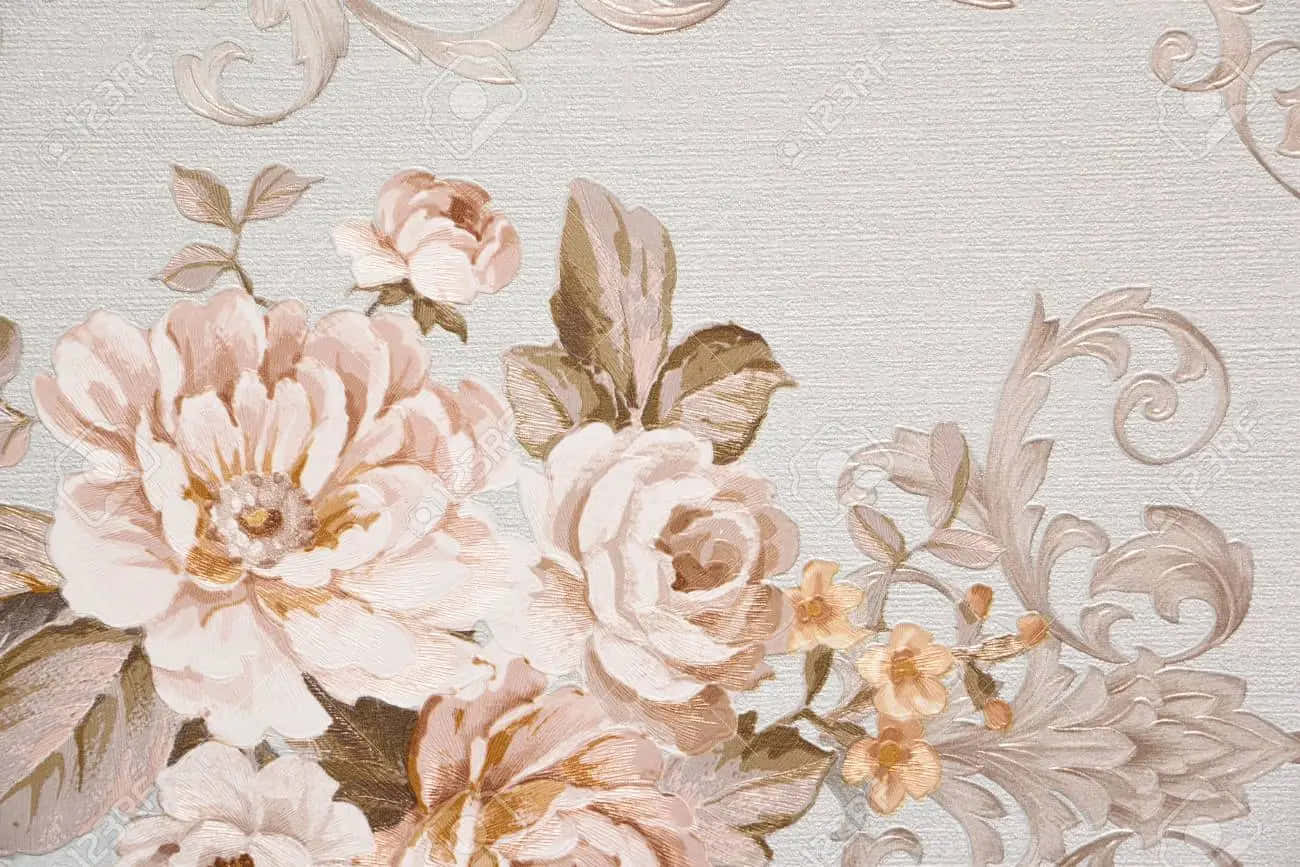 vintage flower, soft pink, beige roses, HD Desktop Wallpaper
