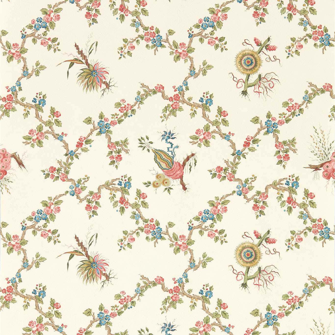 vintage floral fabric pattern, pink, blue, HD Desktop Wallpaper