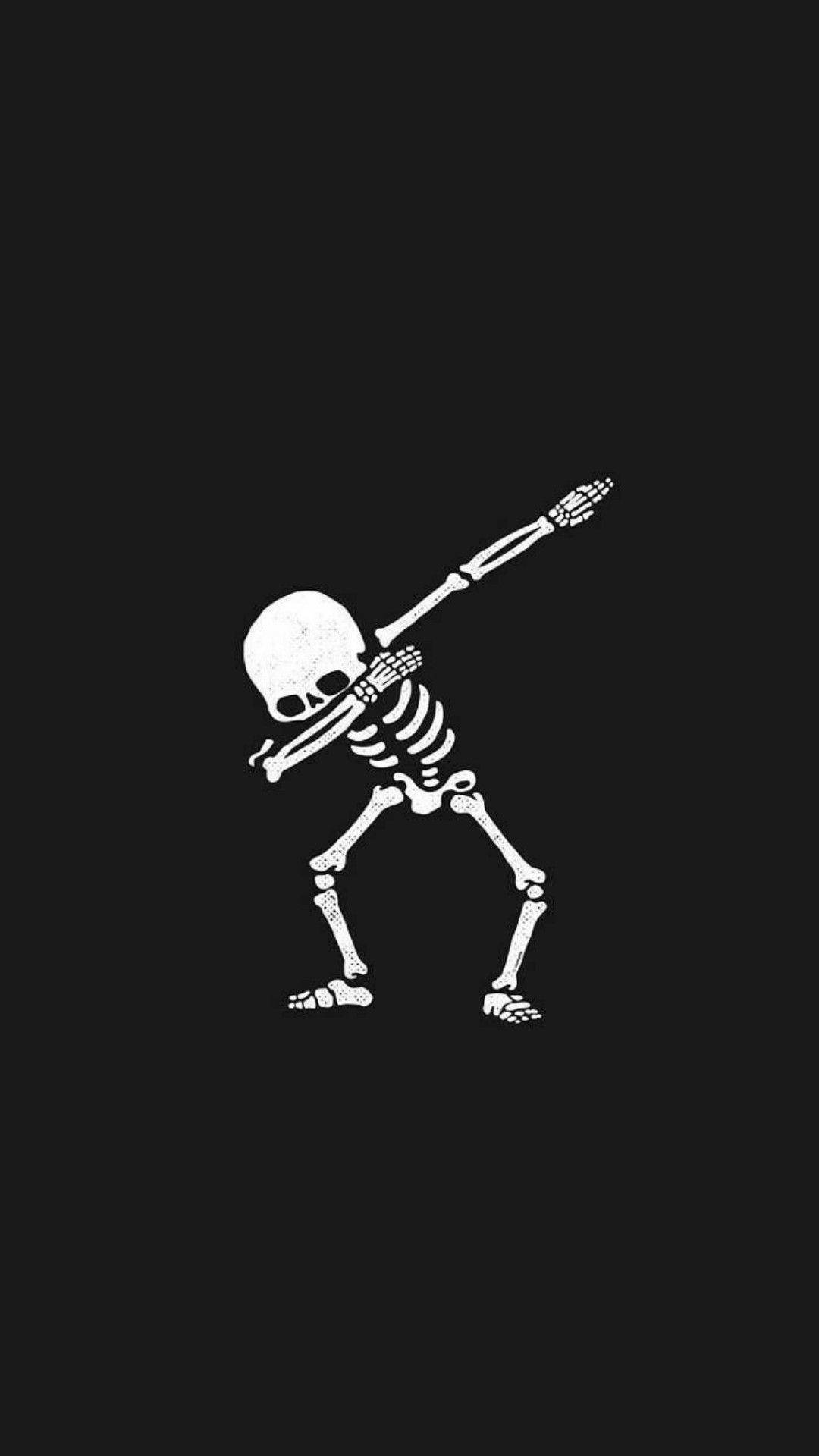 ghost aesthetic, dabbing skeleton, white skeleton, Full HD Phone Wallpaper