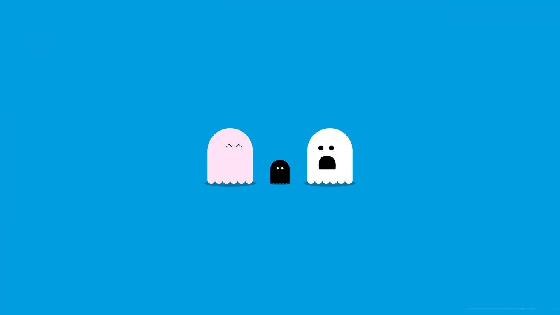 Sweet Family Ghost Aesthetic, pink, white, Full HD Desktop Wallpaper