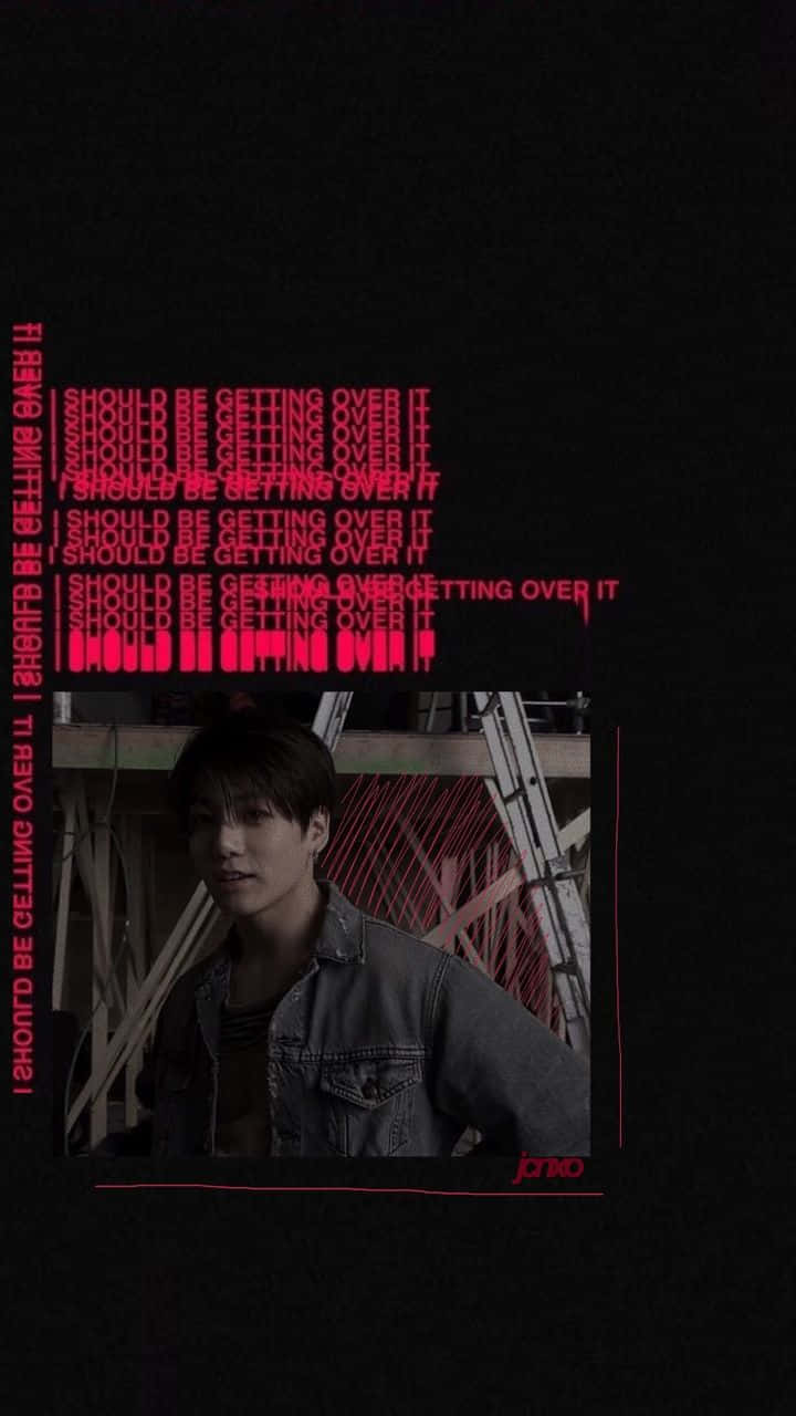 denim jacket, dark backdrop, repeating pink text, HD Phone Wallpaper