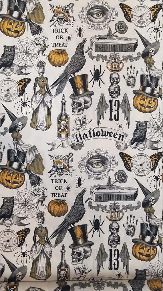 Vintage Halloween, skulls, owls, SD Phone Wallpaper