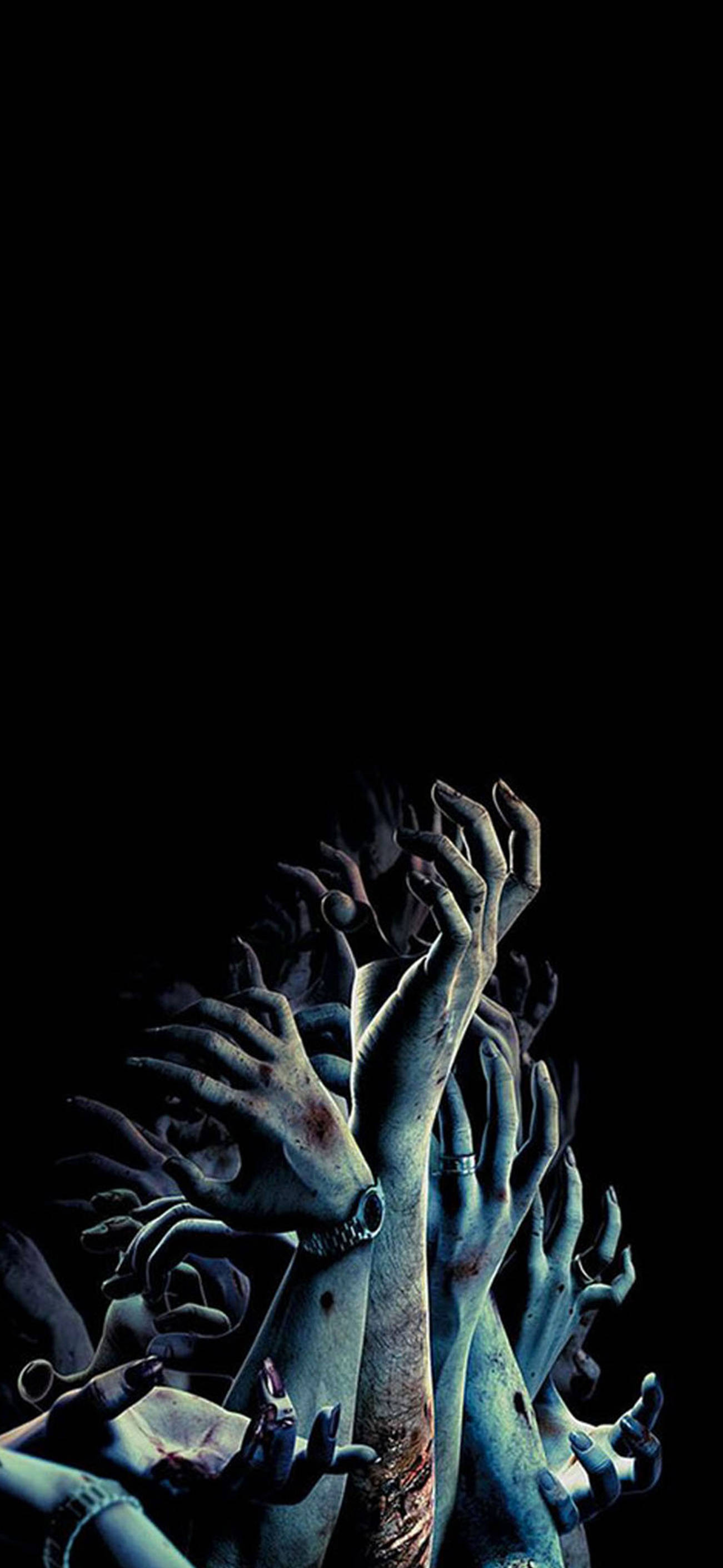 Creepy Hands Halloween iPhone, pale blue hands, blood, 2K Phone Wallpaper