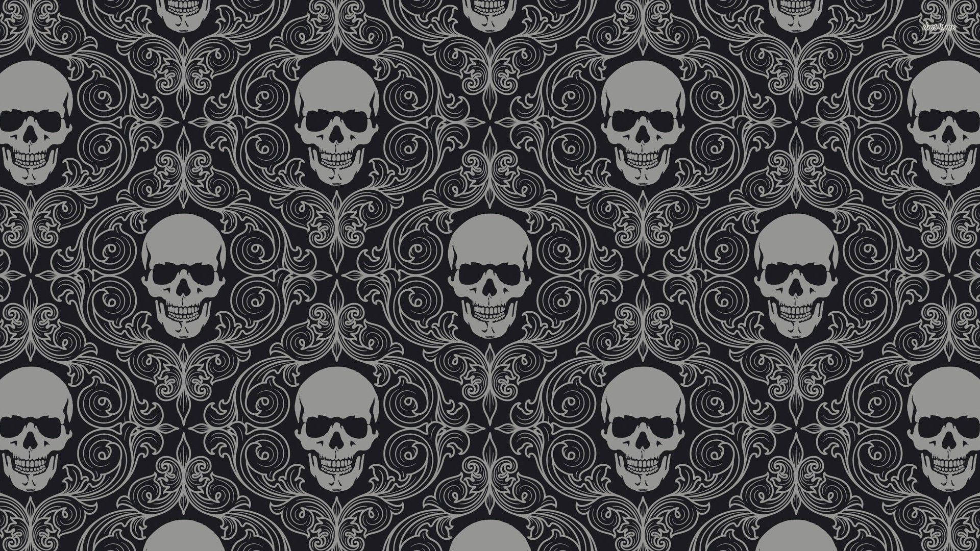 Vintage Halloween, skull pattern, sunglasses, Full HD Desktop Wallpaper