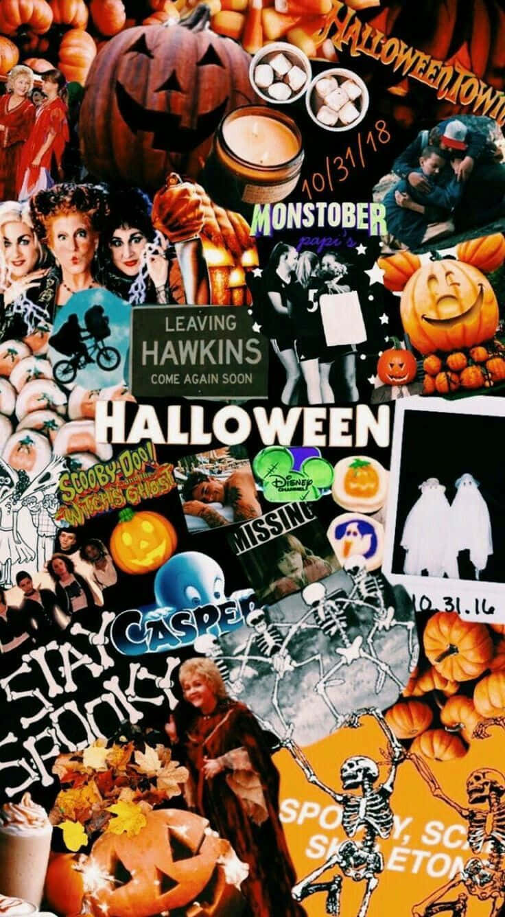 Vintage Halloween, pumpkins, skeletons, HD Phone Wallpaper